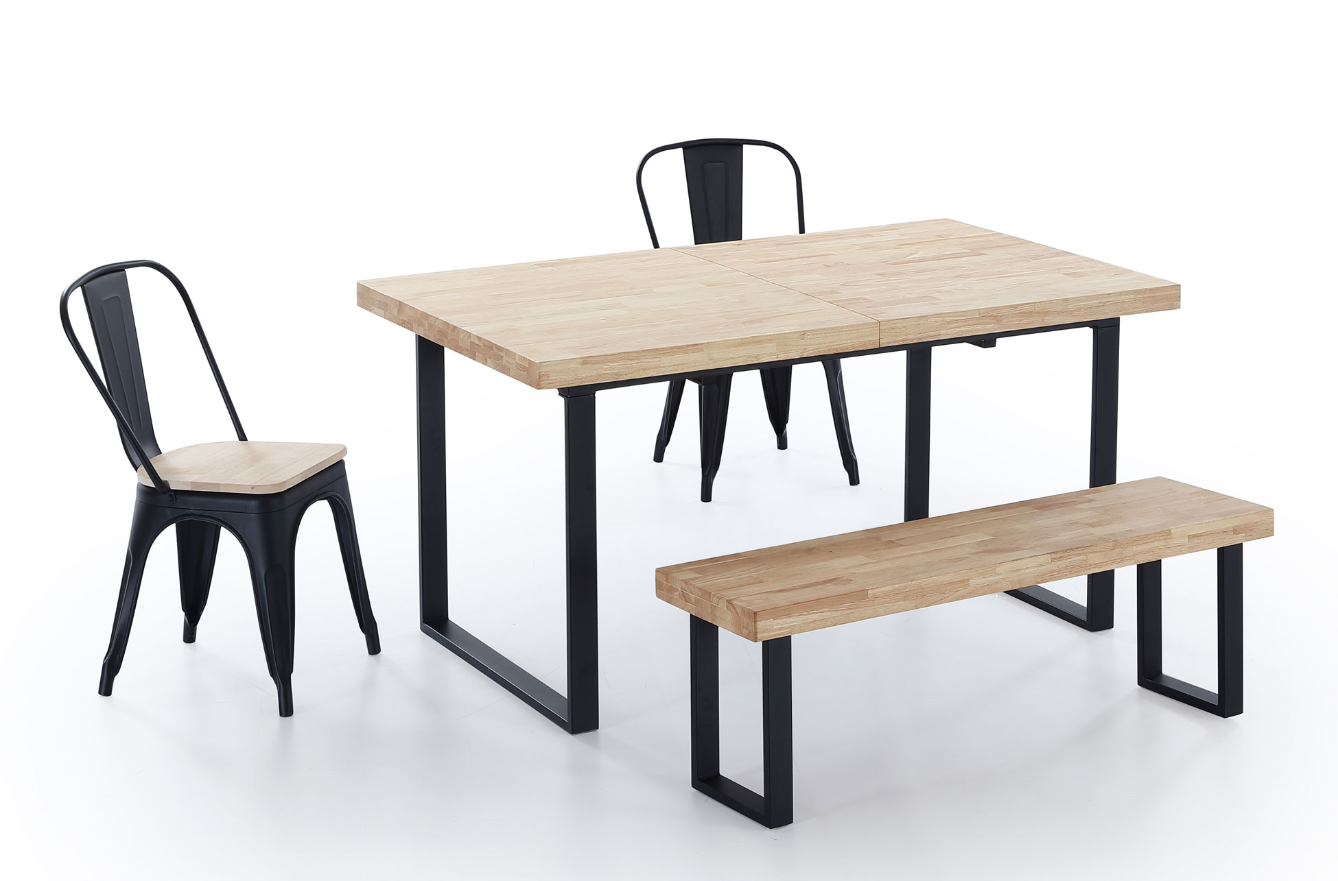 MESA COMEDOR EXTENSIBLE NATURAL 140 - 180 x 80 CM ROBLE NORDISH / NEGRO - Imagen 3