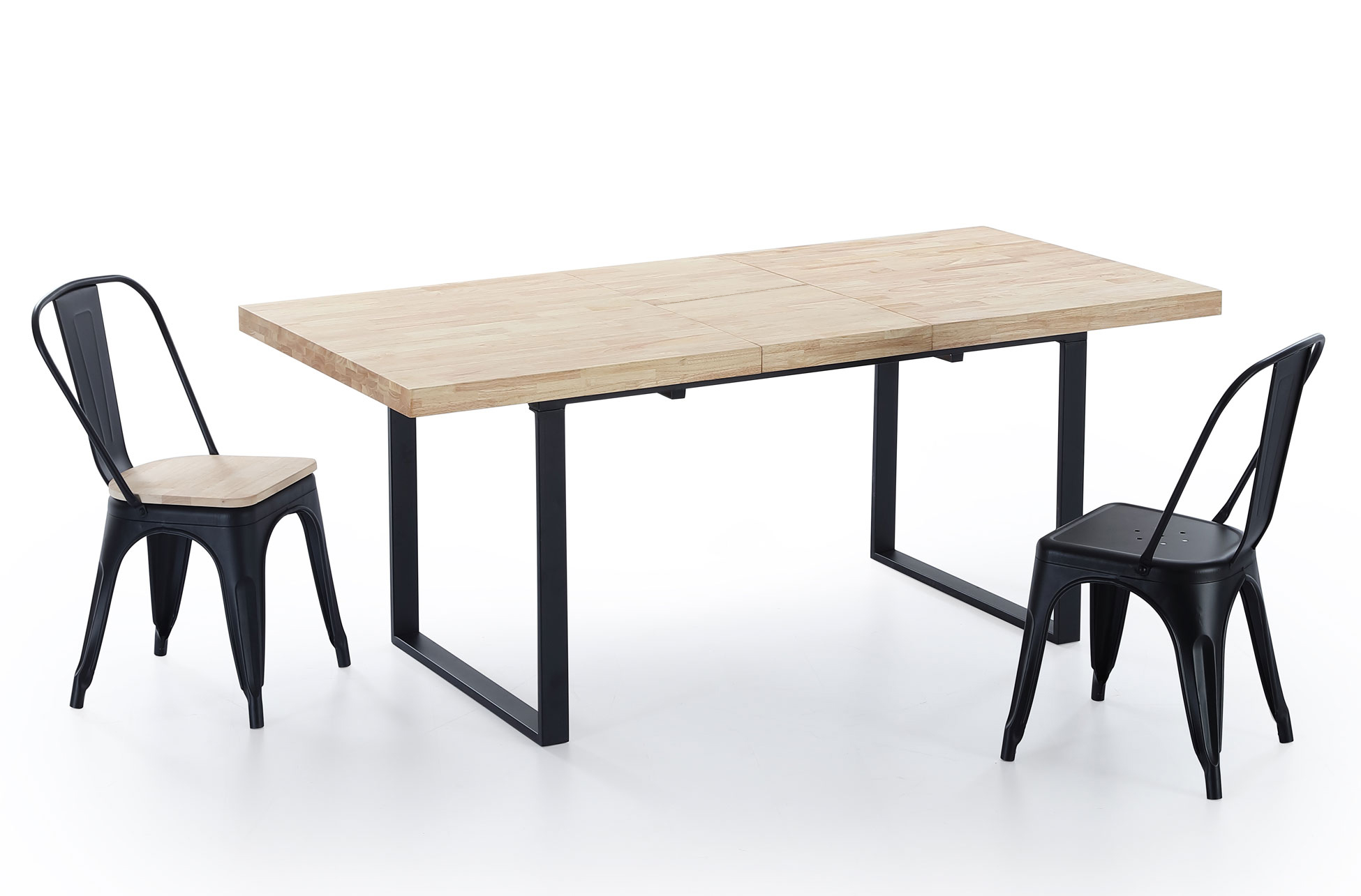 MESA COMEDOR EXTENSIBLE NATURAL 140 - 180 x 80 CM ROBLE NORDISH / NEGRO - Imagen 4