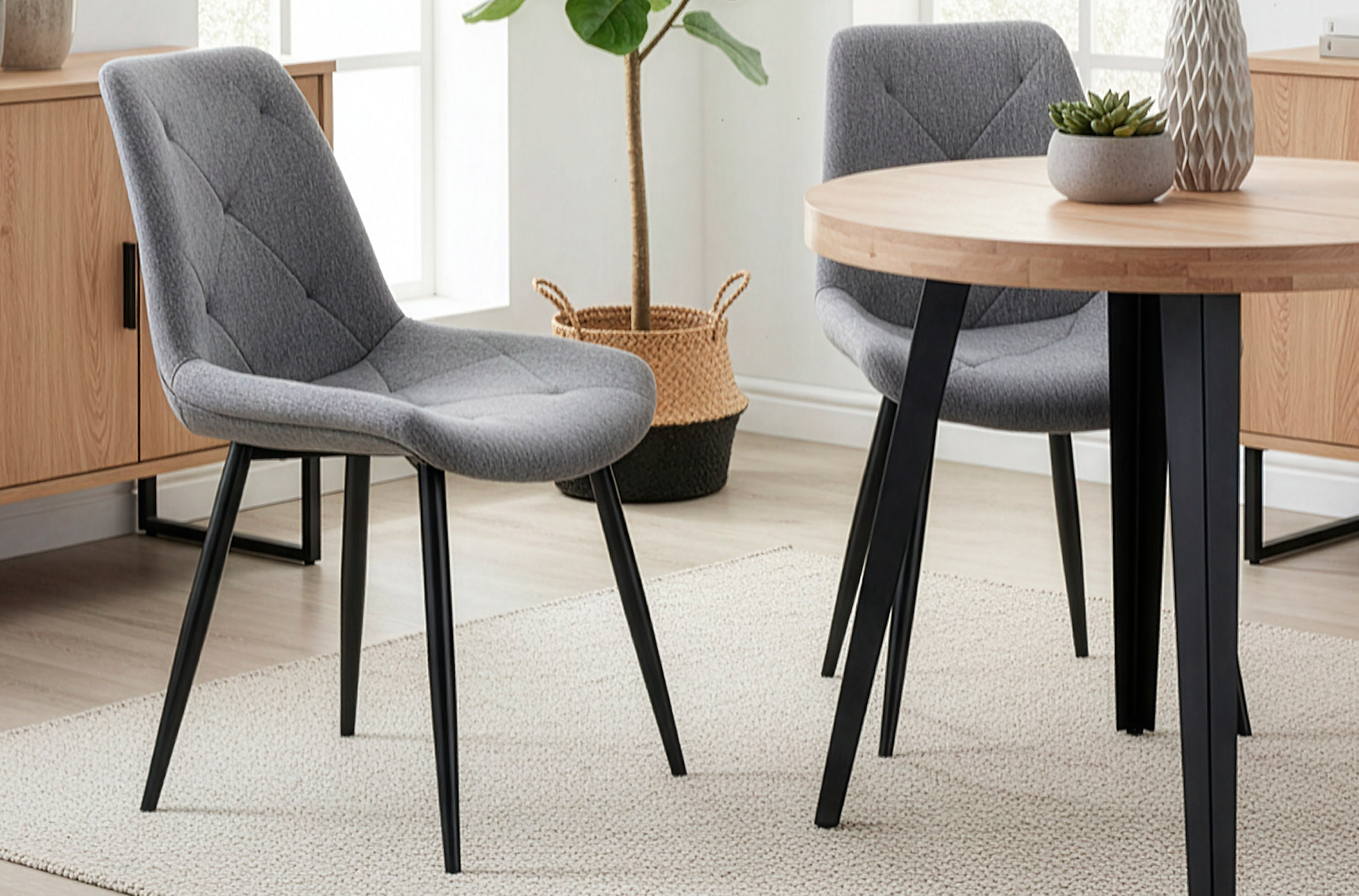 SILLA COMEDOR MARLENE TEJIDO GRIS / NEGRO