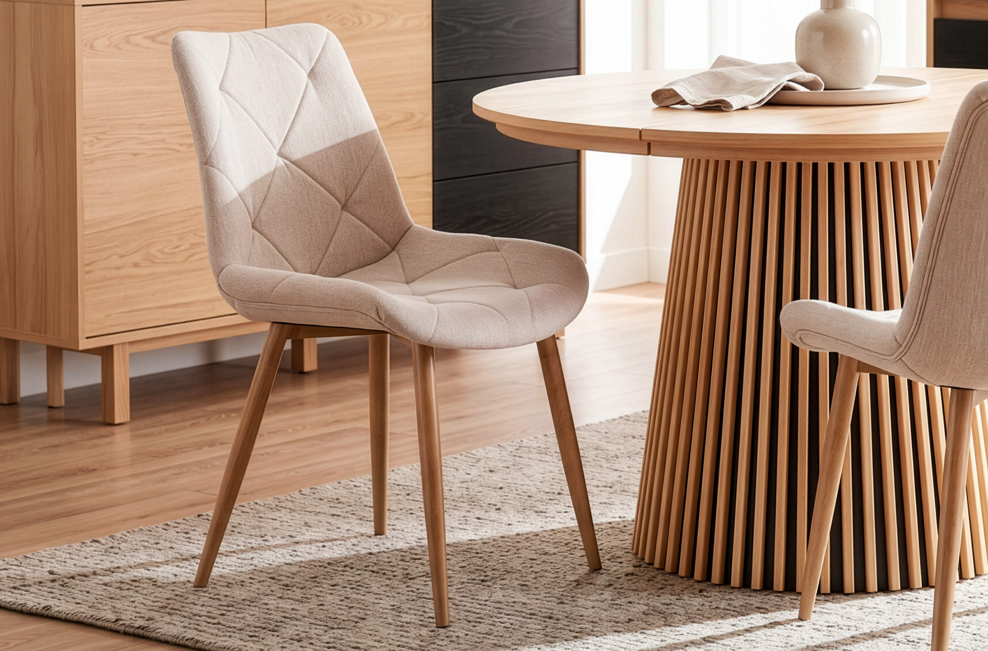 SILLA COMEDOR MARLENE TEJIDO BEIGE / OAK