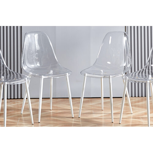 SILLA COMEDOR TELMA TRANSPARENTE PATAS BLANCAS