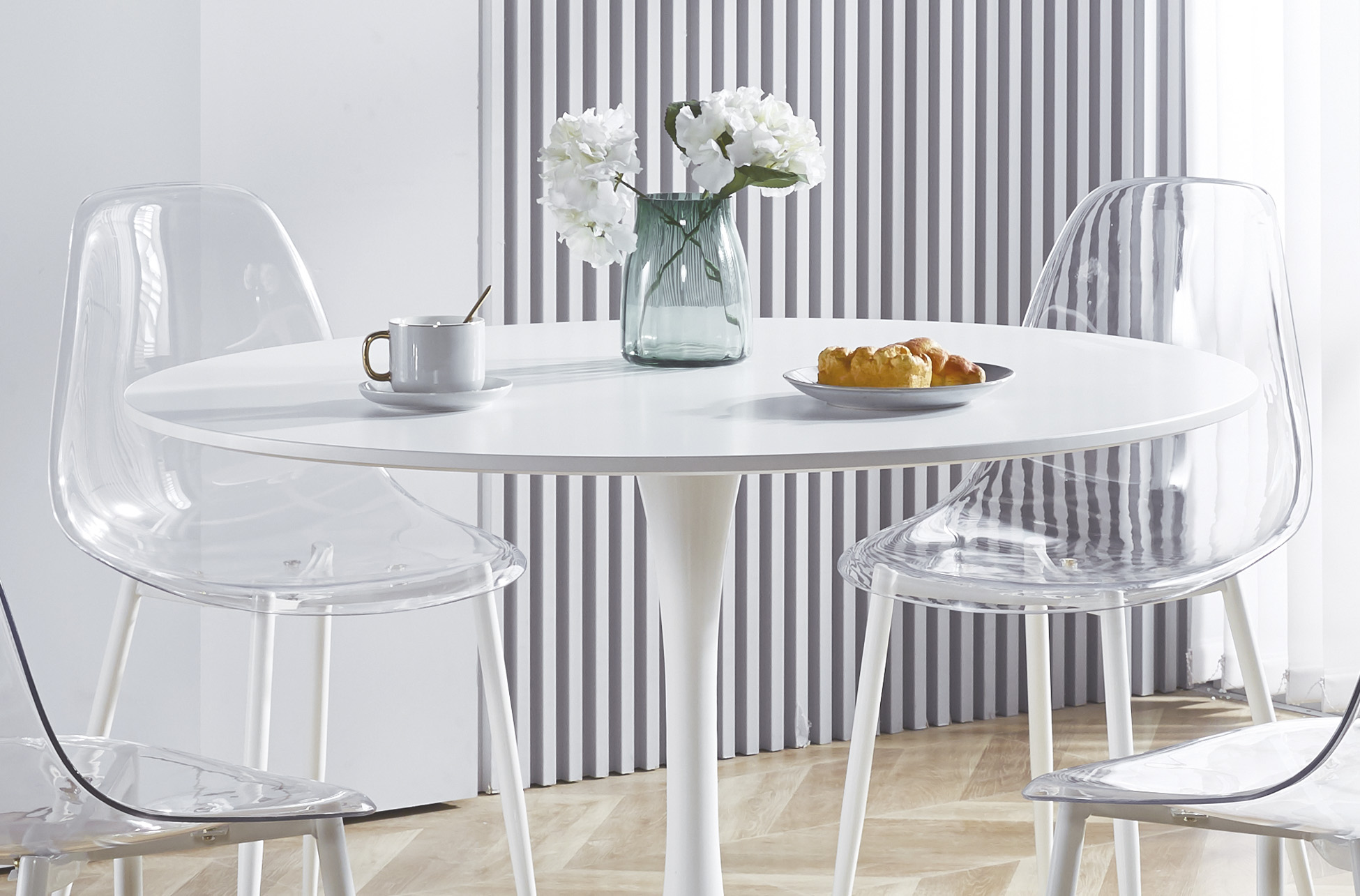 SILLA COMEDOR TELMA TRANSPARENTE PATAS BLANCAS - Imagen 8