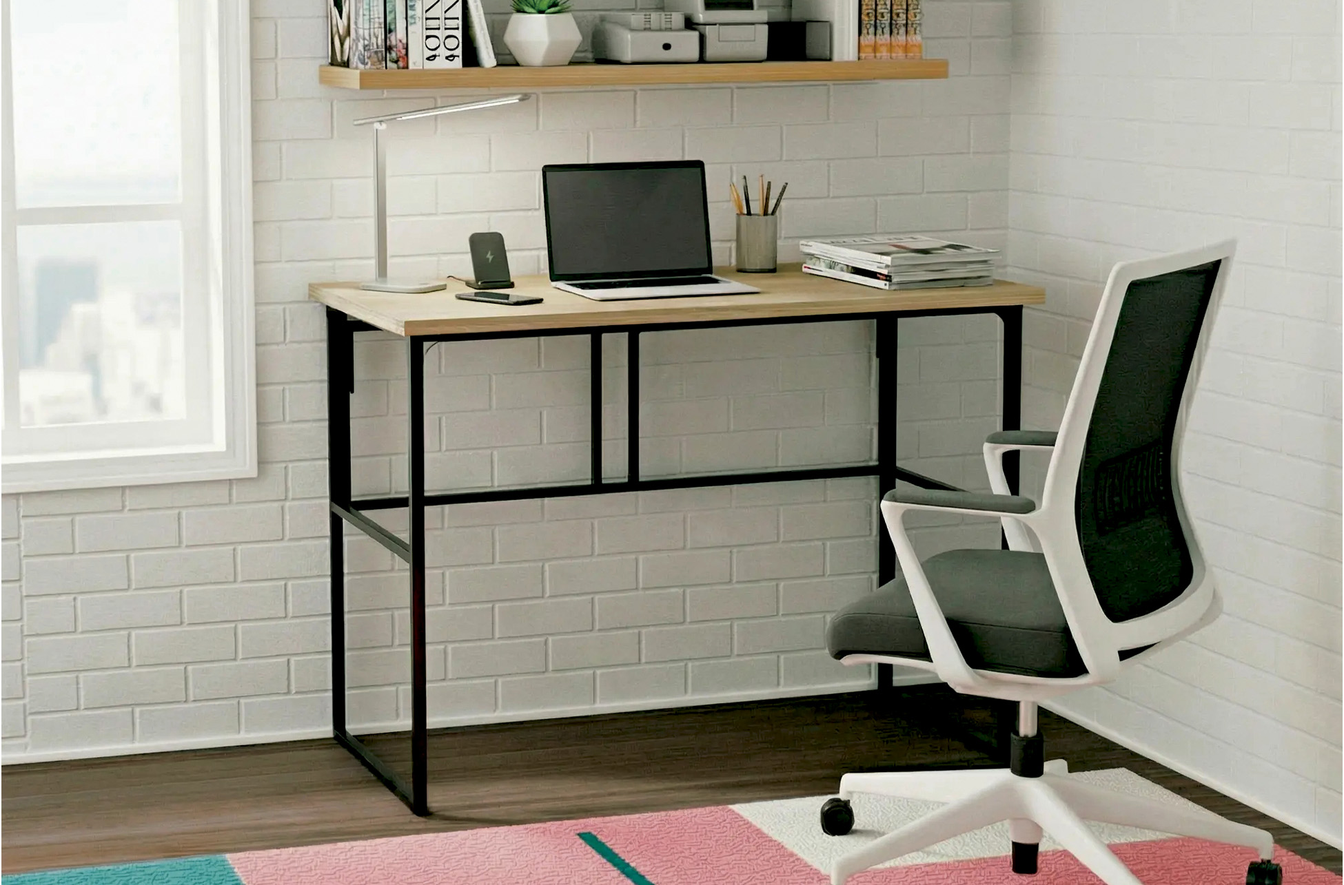 MESA ESTUDIO PLEGABLE 120 x 50 CM 0AK / NEGRO - Imagen 7