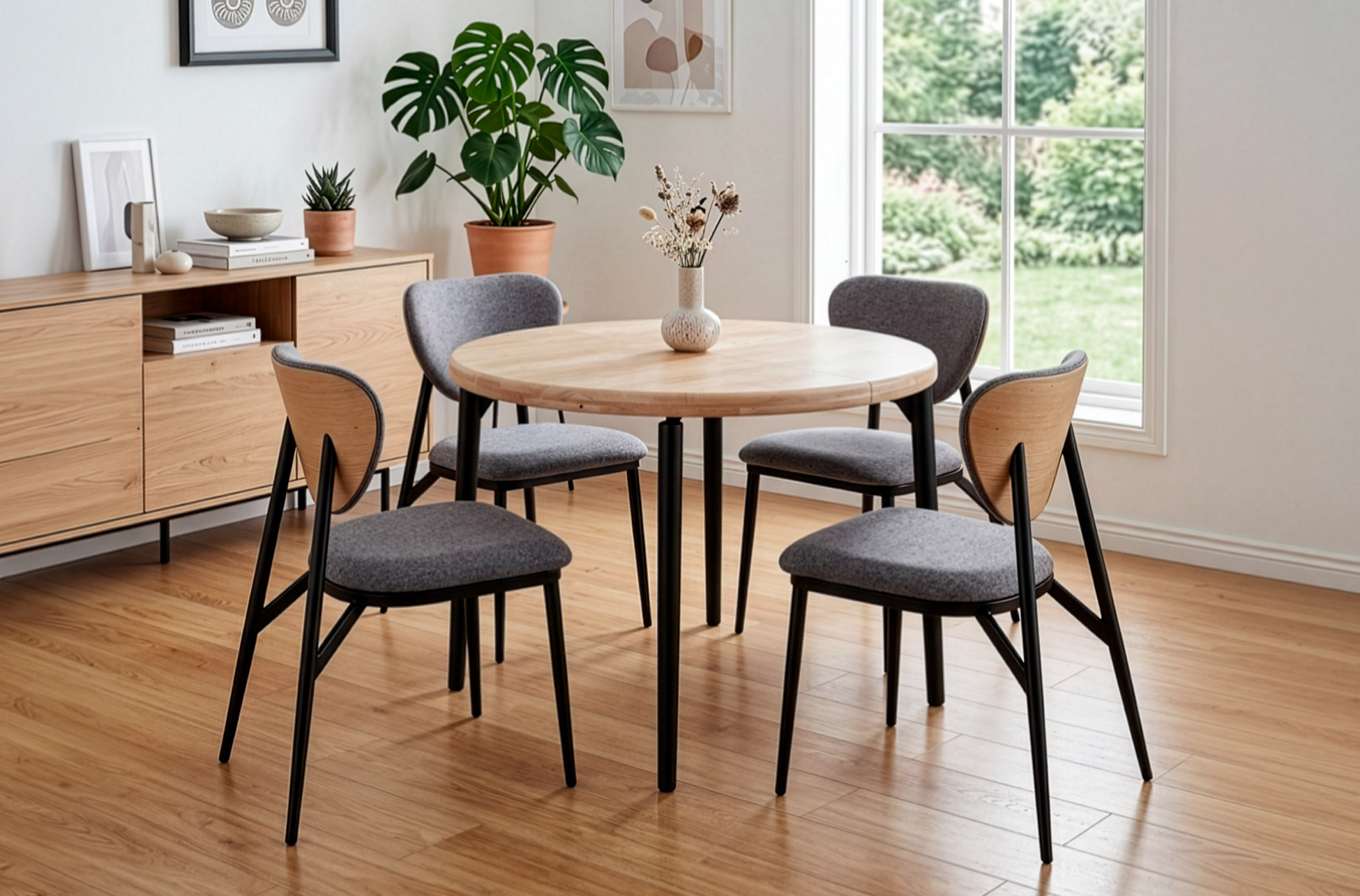 MESA COMEDOR REDONDA EXTENSIBLE 100 - 140 - 180 CM MOON NORDISH / NEGRO.