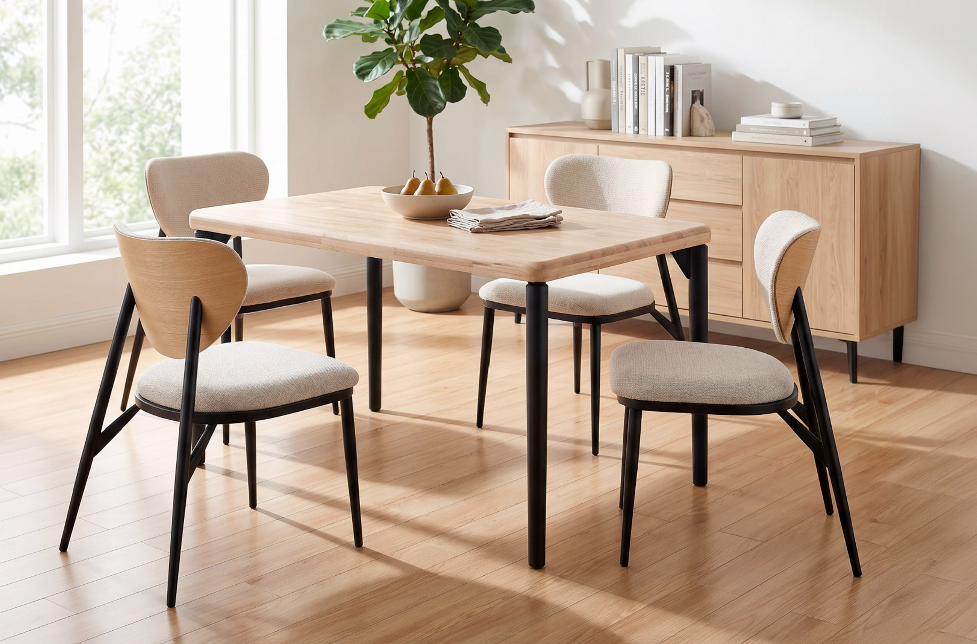MESA COMEDOR FIJA MOON 140 x 80 CM NORDISH / NEGRO.