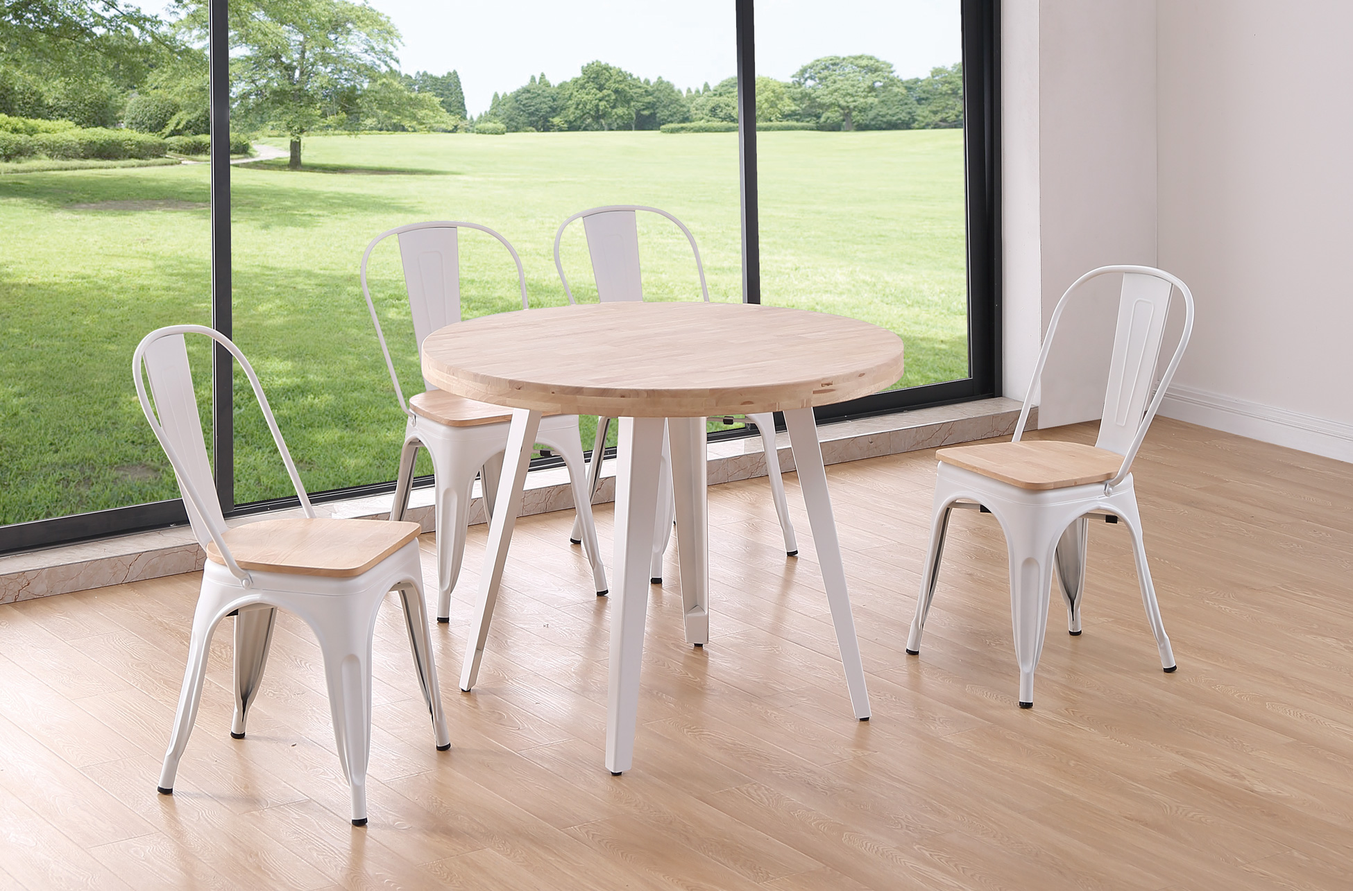 MESA COMEDOR REDONDA FIJA BERG 100 CM ROBLE NORDISH / BLANCO.