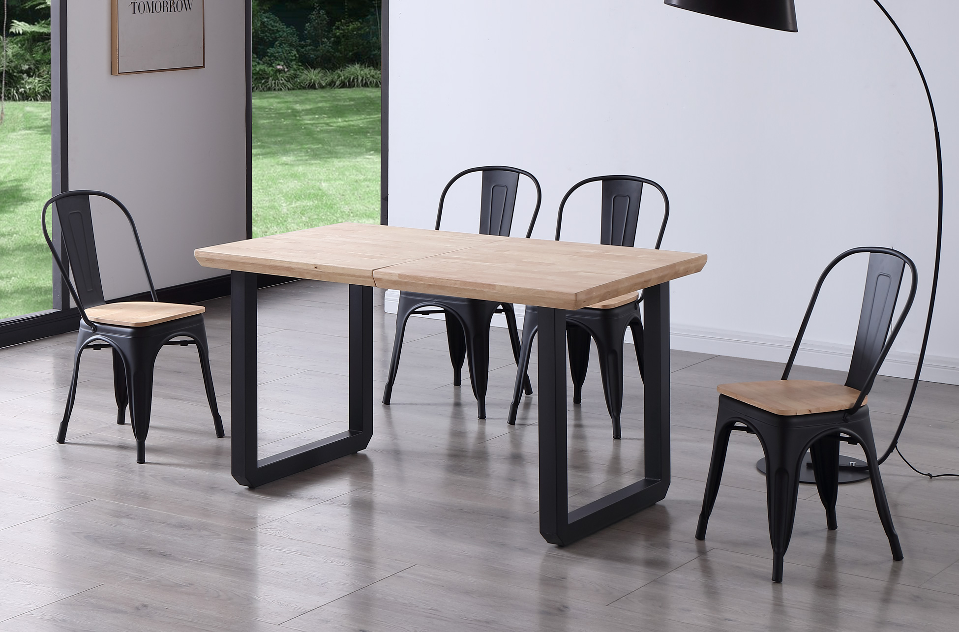 MESA COMEDOR EXTENSIBLE ROMA 140 - 180 - 220 x 80 CM ROBLE NORDISH / NEGRO. - Imagen 3