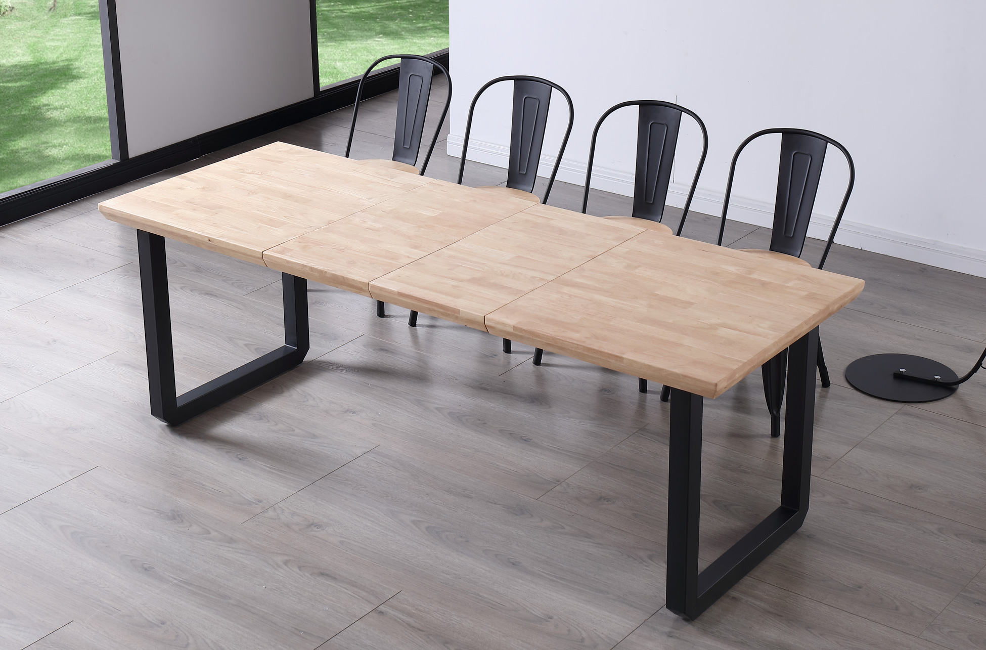 MESA COMEDOR EXTENSIBLE ROMA 140 - 180 - 220 x 80 CM ROBLE NORDISH / NEGRO. - Imagen 5