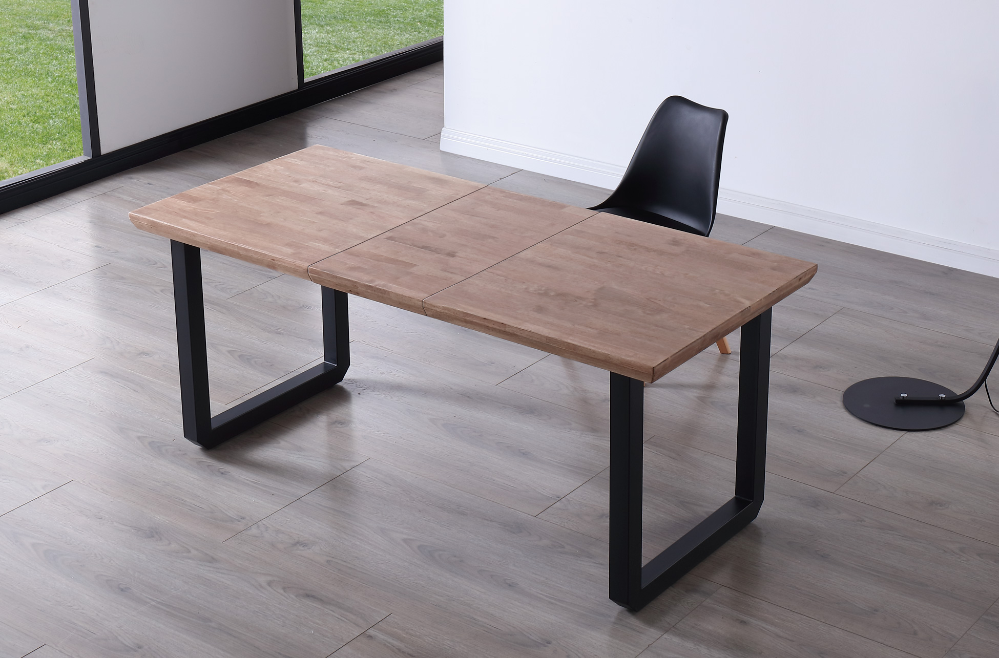 MESA COMEDOR EXTENSIBLE ROMA 140 - 180 - 220 x 80 CM ROBLE HONEY / NEGRO. - Imagen 4
