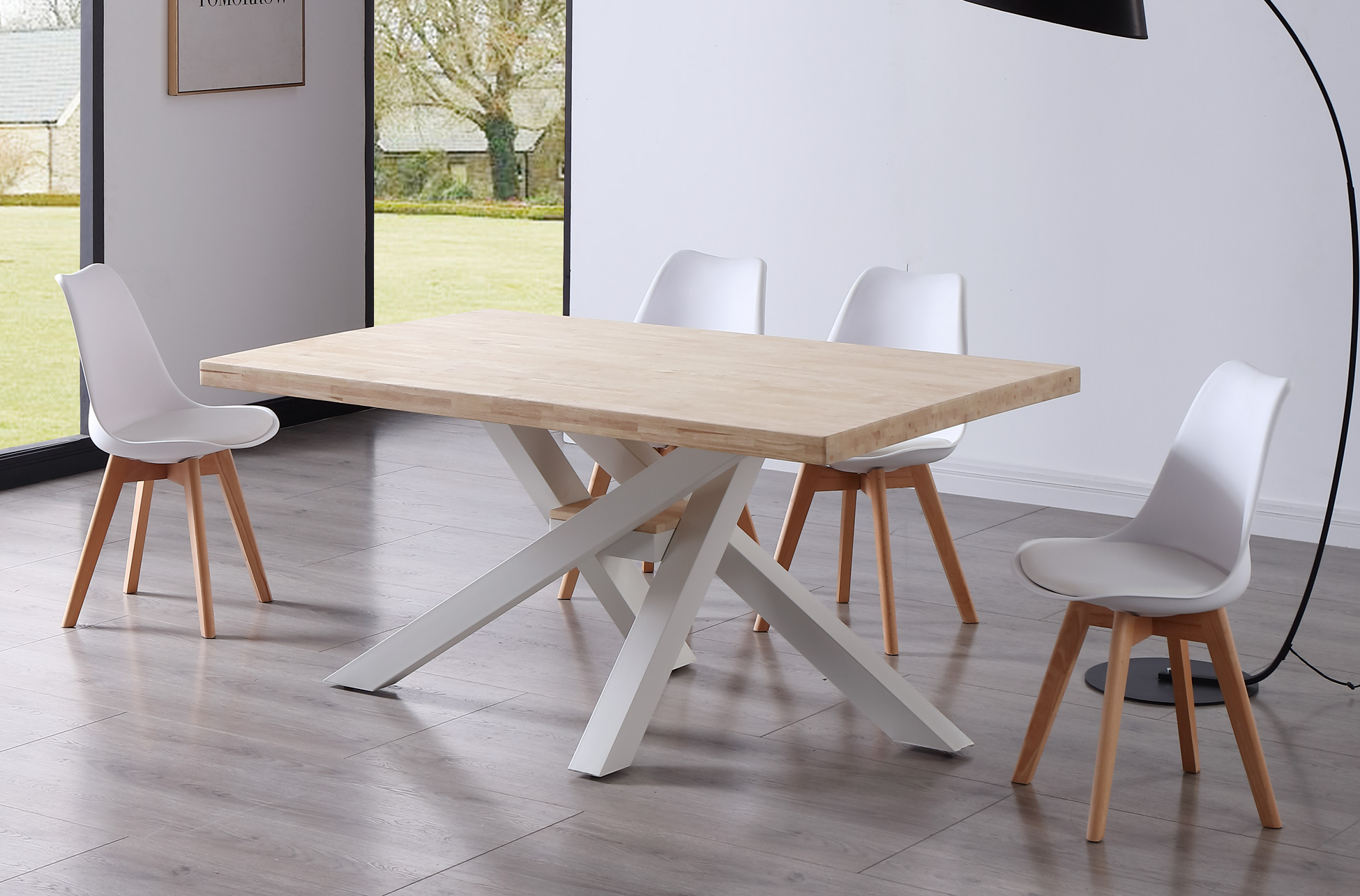 MESA COMEDOR FIJA XENA 160 x 100 CM ROBLE NORDISH / BLANCO.