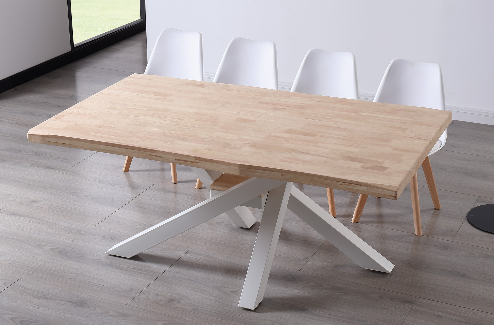 MESA COMEDOR FIJA XENA 180 x 100 CM ROBLE NORDISH / BLANCO TAPA CON FORMA. - Imagen 4
