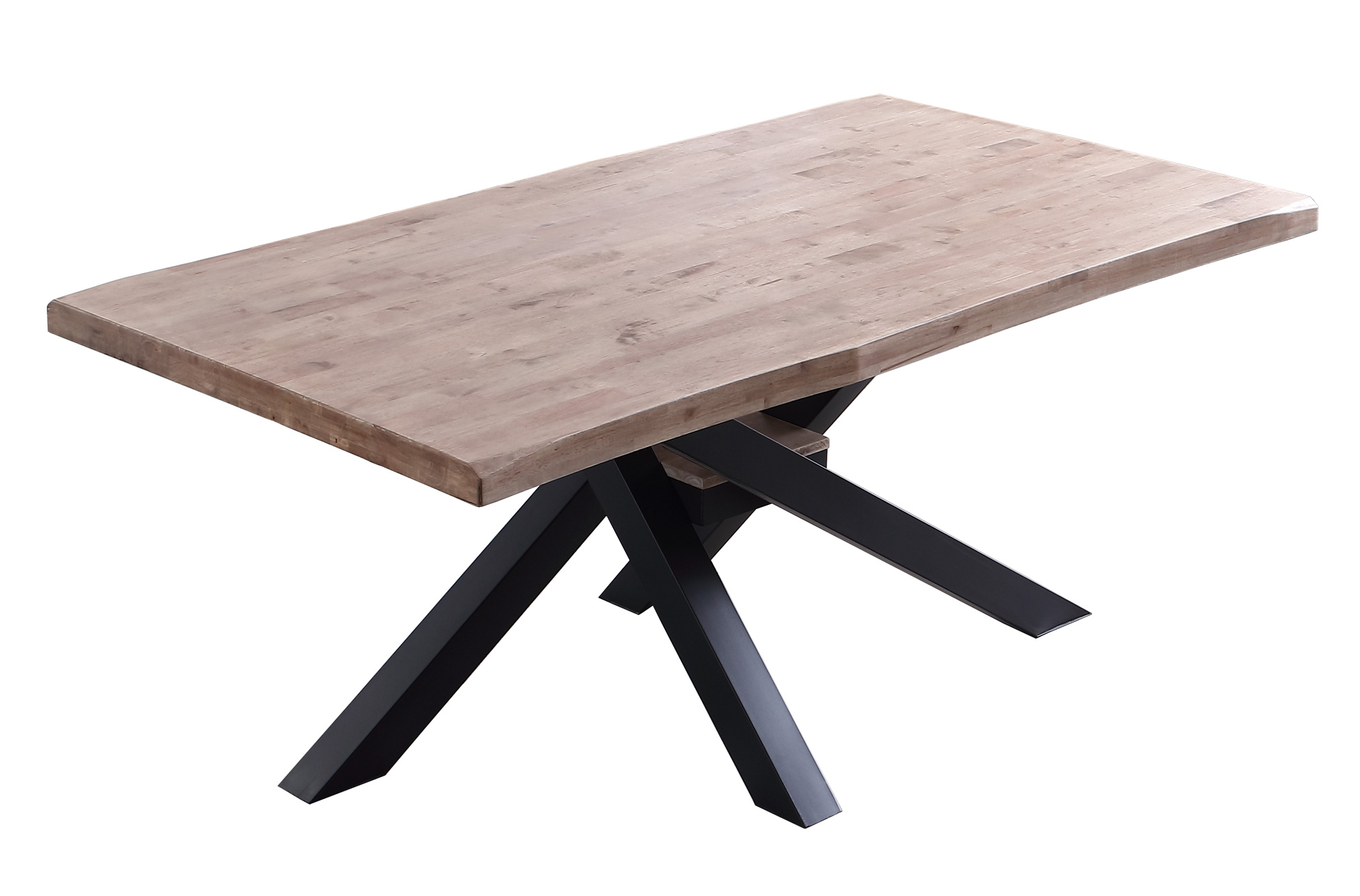 MESA COMEDOR FIJA XENA 180 x 100 CM ROBLE HONEY / NEGRO TAPA CON FORMA. - Imagen 2