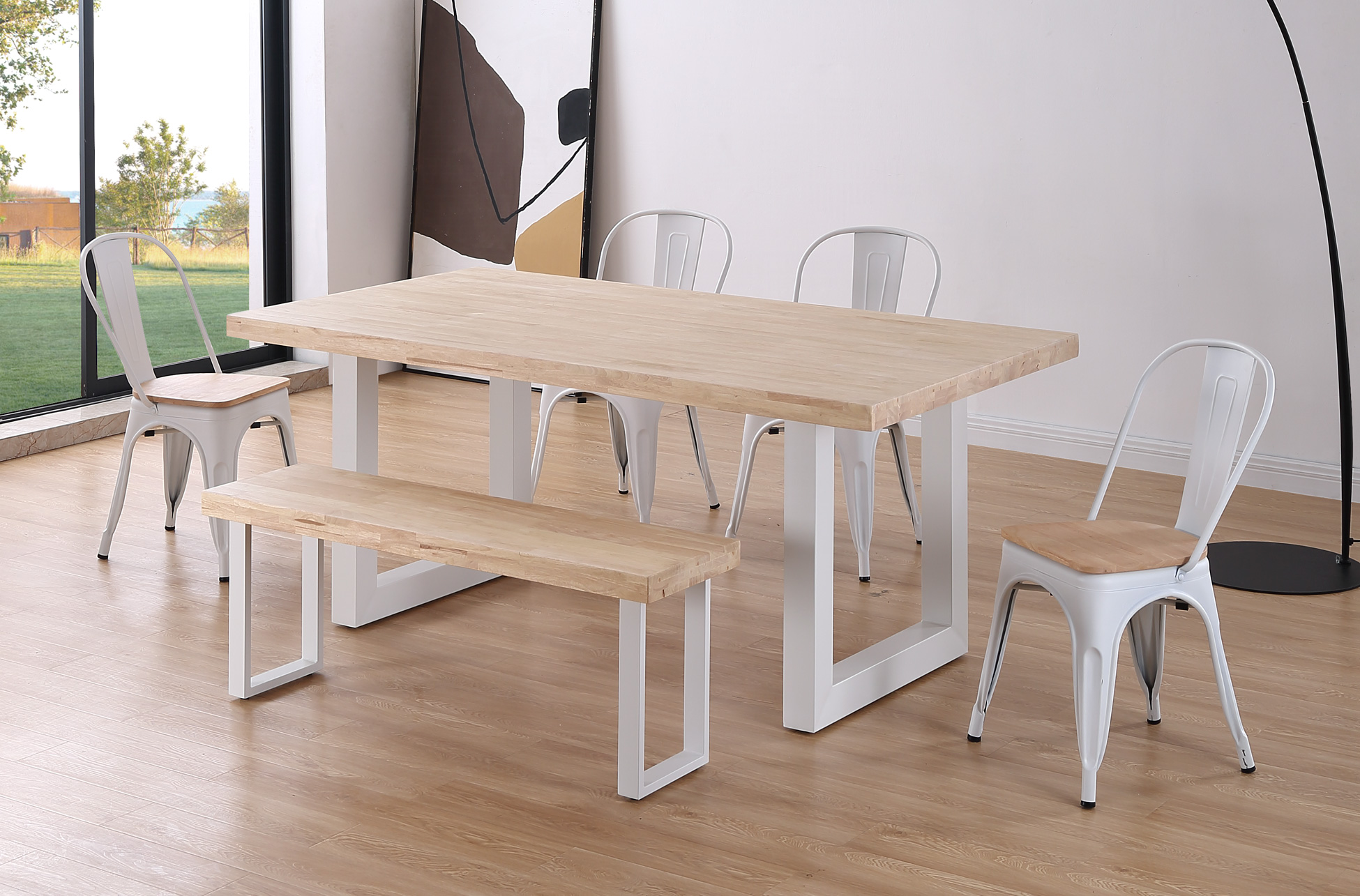 MESA COMEDOR FIJA LOFT 180 x 100 CM ROBLE NORDISH / BLANCO.