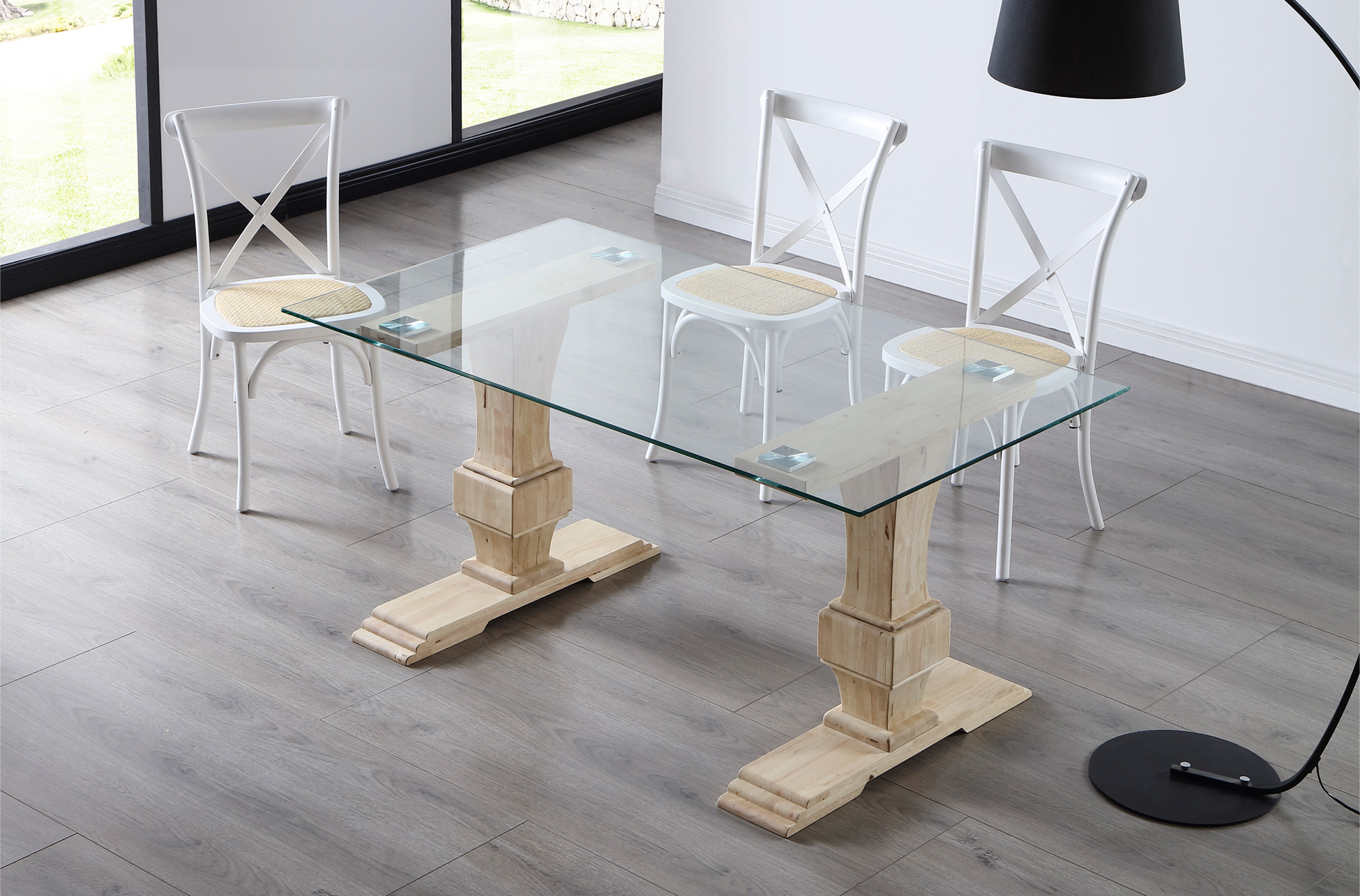 MESA COMEDOR FIJA VERSALLES 160 x 90 CM CRISTAL / NORDISH - Imagen 3