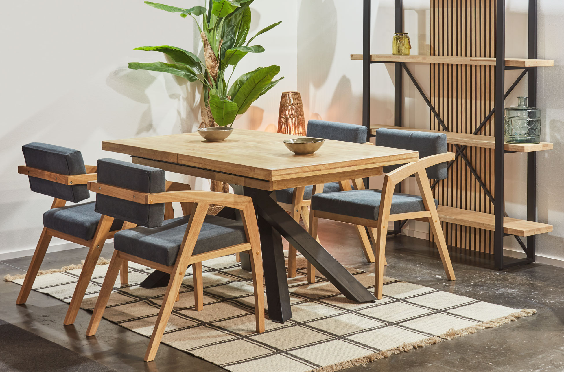 MESA COMEDOR EXTENSIBLE XENA 140 - 180 - 220 x 90 CM ROBLE NORDISH / NEGRO. - Imagen 6