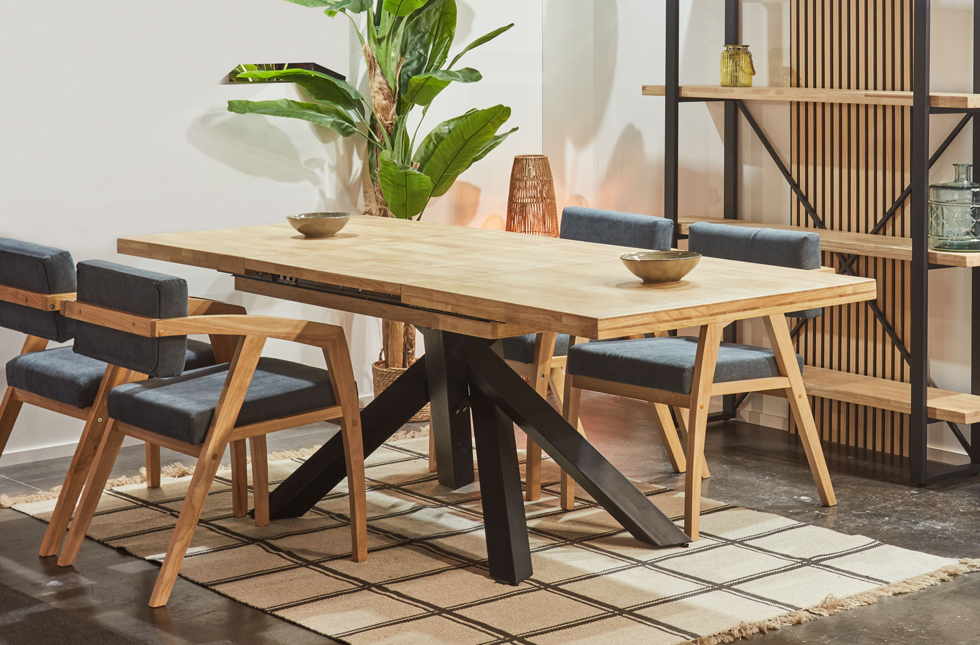 MESA COMEDOR EXTENSIBLE XENA 140 - 180 - 220 x 90 CM ROBLE NORDISH / NEGRO. - Imagen 7