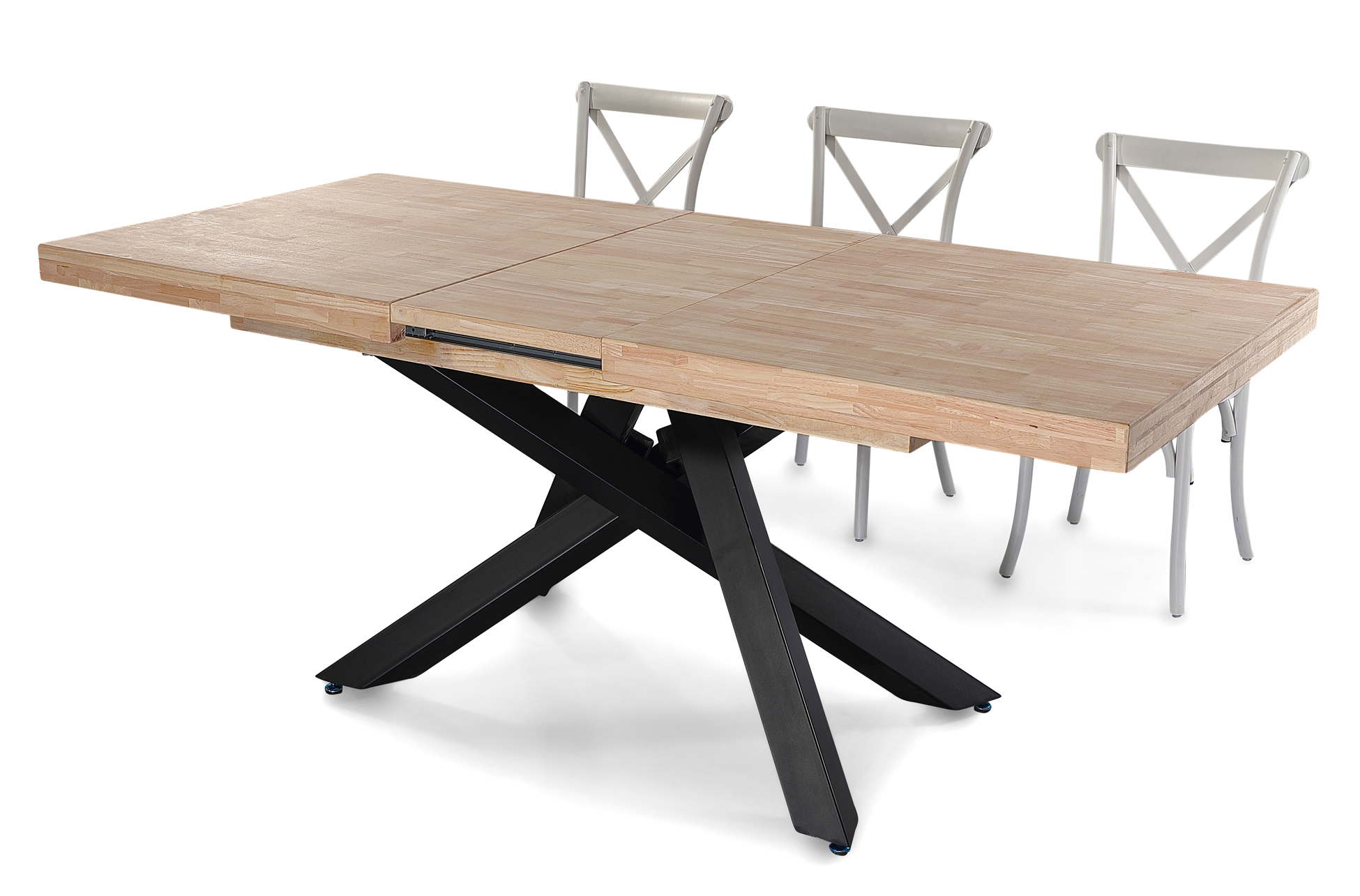 MESA COMEDOR EXTENSIBLE XENA 160 - 200 - 240 x 90 CM ROBLE NORDISH / NEGRO. - Imagen 6