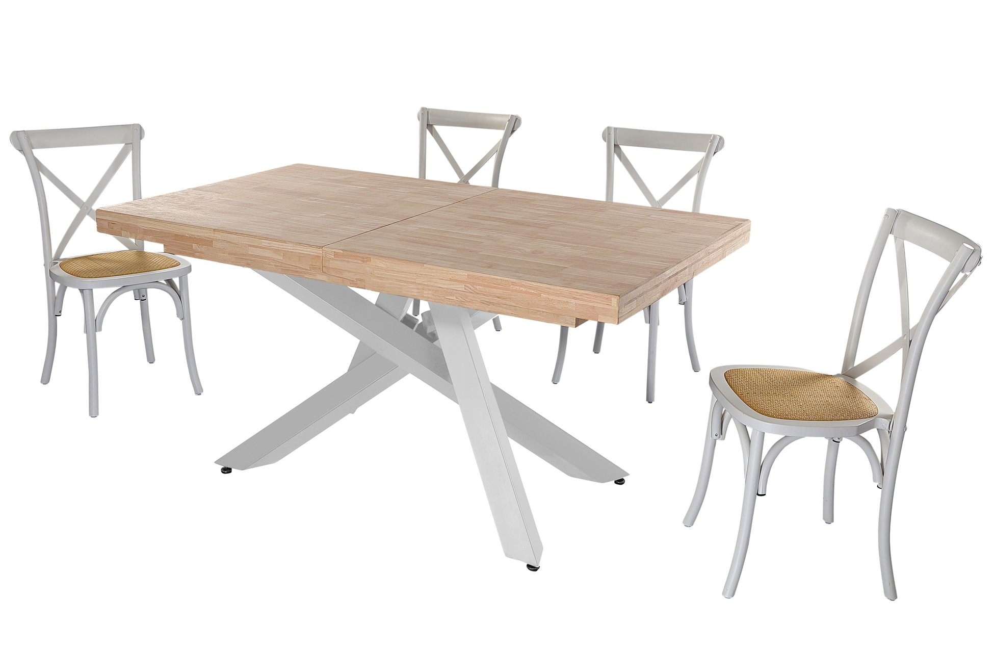 MESA COMEDOR EXTENSIBLE XENA 160 - 200 - 240 x 90 CM ROBLE NORDISH / BLANCO. - Imagen 5