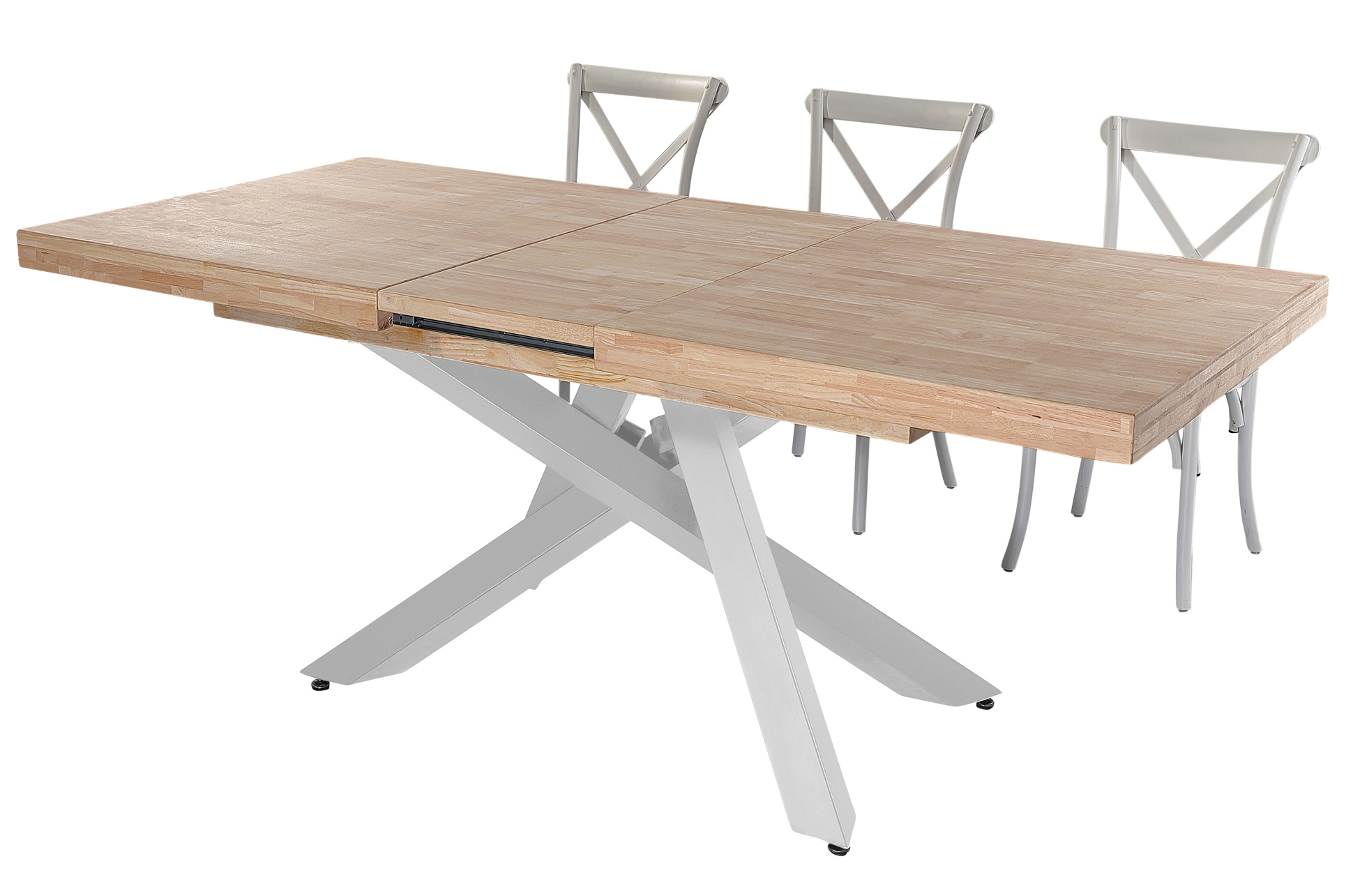MESA COMEDOR EXTENSIBLE XENA 160 - 200 - 240 x 90 CM ROBLE NORDISH / BLANCO. - Imagen 6