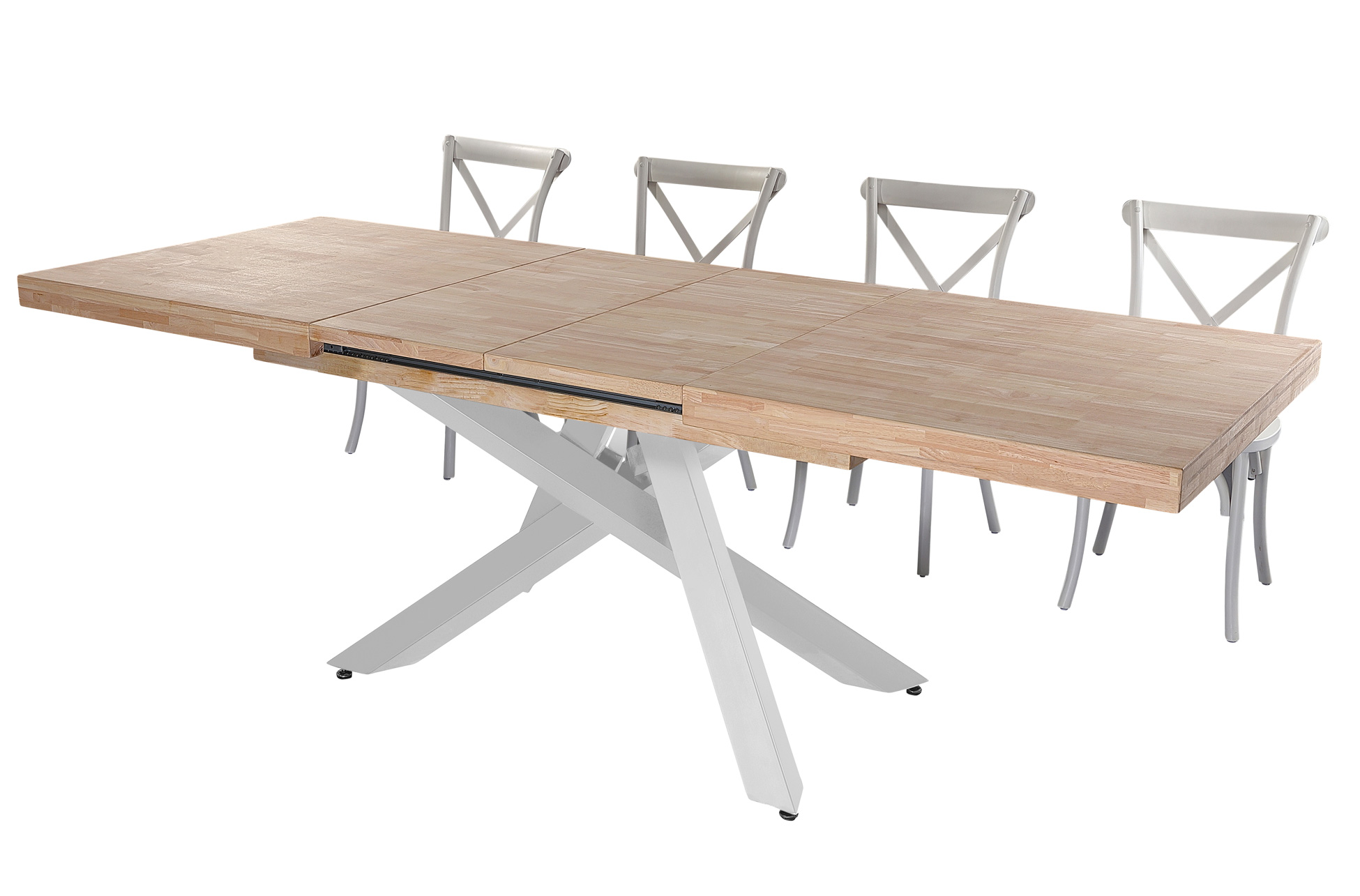MESA COMEDOR EXTENSIBLE XENA 160 - 200 - 240 x 90 CM ROBLE NORDISH / BLANCO. - Imagen 7