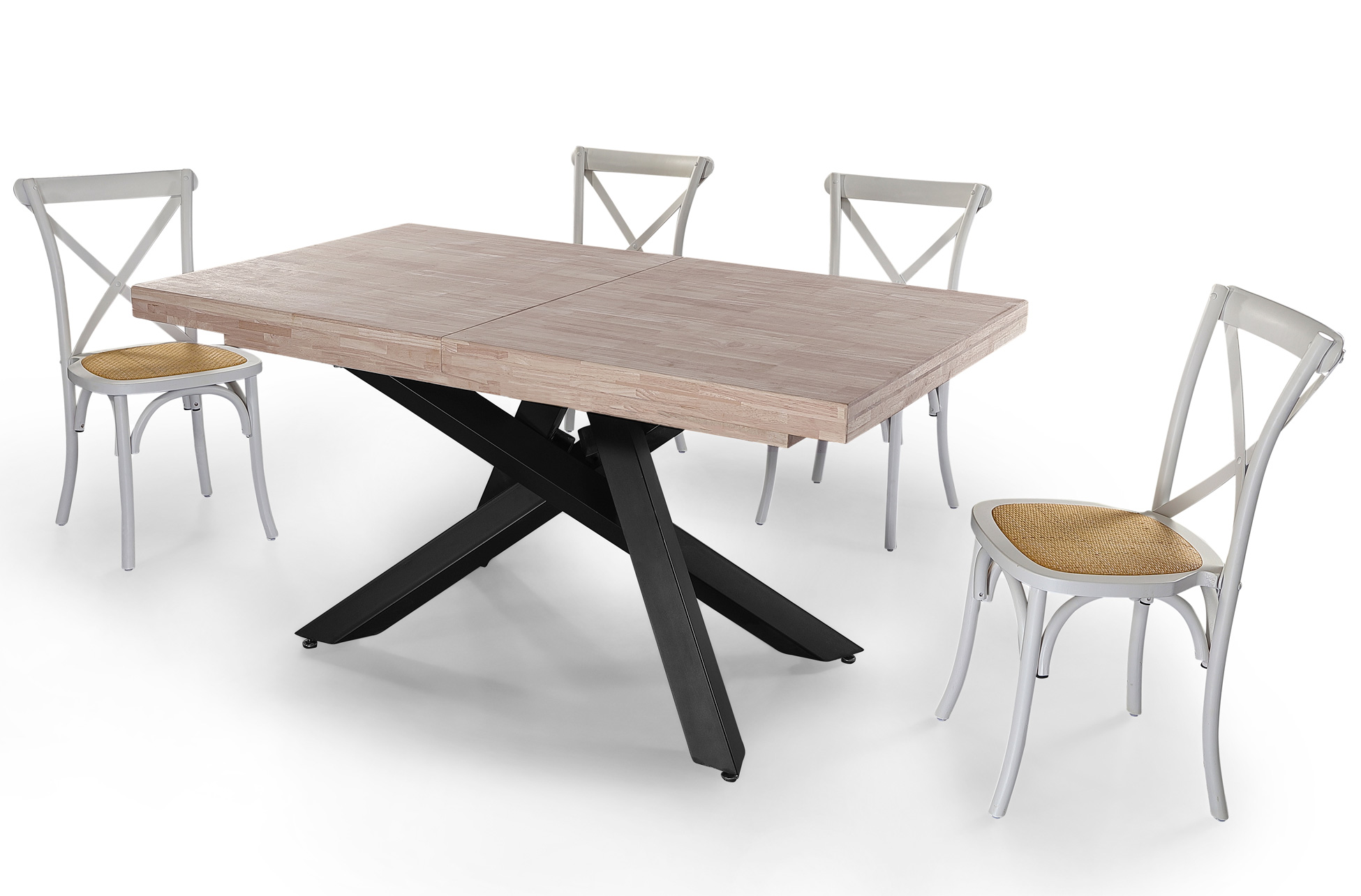 MESA COMEDOR EXTENSIBLE XENA 160 - 200 - 240 x 90 CM ROBLE HONEY / NEGRO. - Imagen 5
