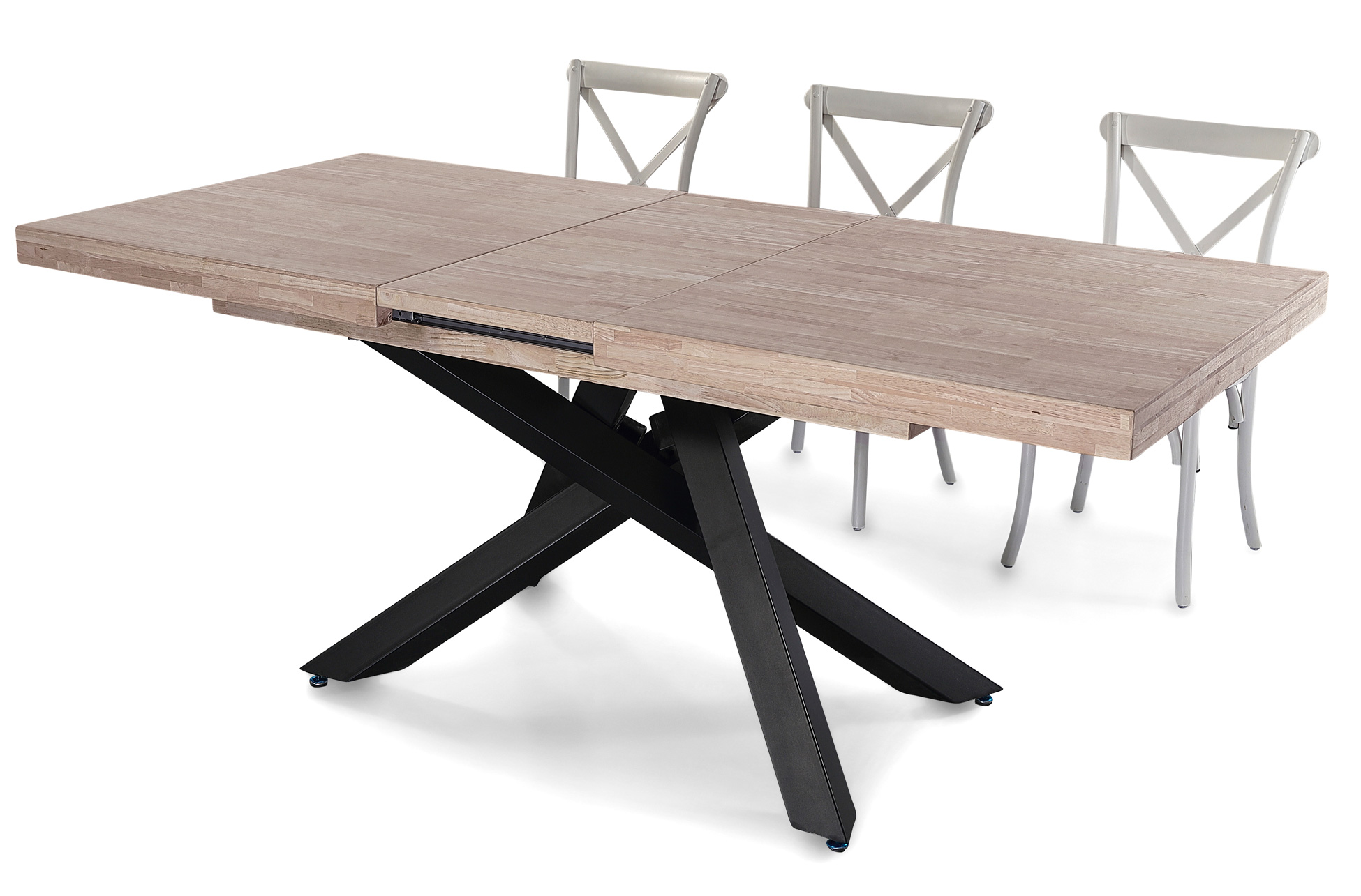 MESA COMEDOR EXTENSIBLE XENA 160 - 200 - 240 x 90 CM ROBLE HONEY / NEGRO. - Imagen 6