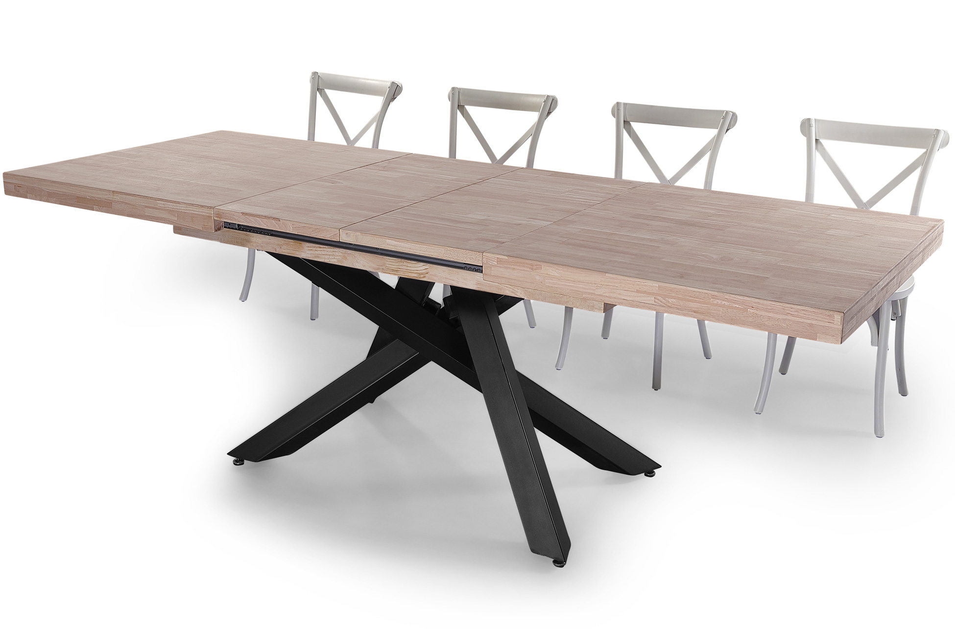 MESA COMEDOR EXTENSIBLE XENA 160 - 200 - 240 x 90 CM ROBLE HONEY / NEGRO. - Imagen 7