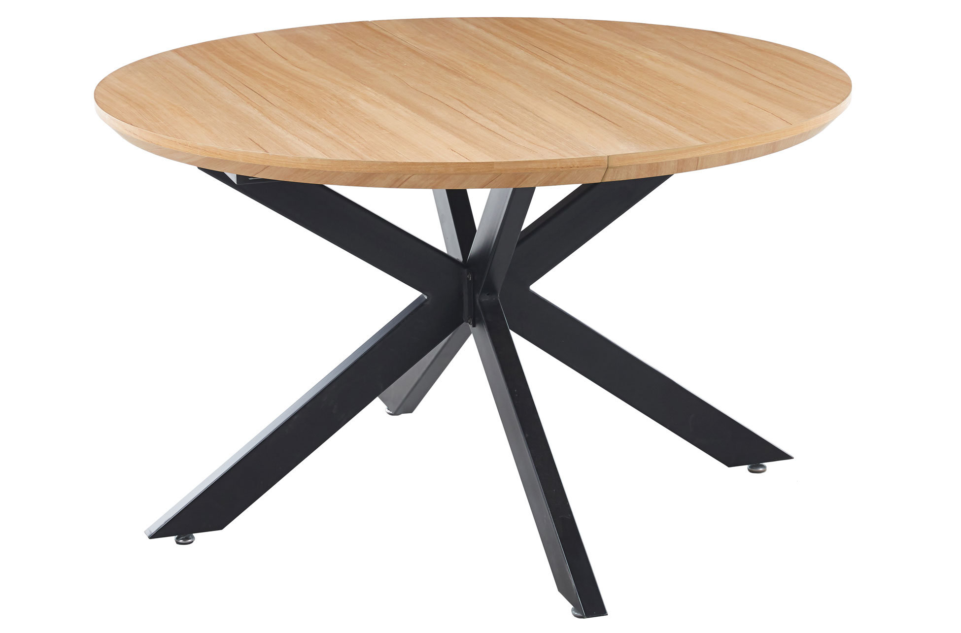 MESA COMEDOR REDONDA EXTENSIBLE CROSS 130 - 170 - 210 x 130 CM OAK / NEGRO. - Imagen 2