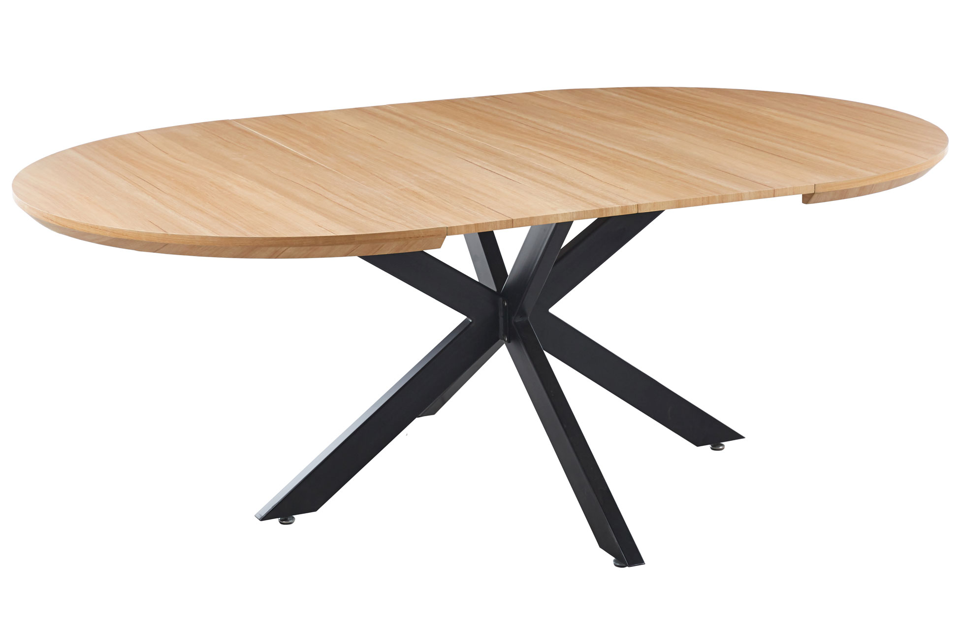 MESA COMEDOR REDONDA EXTENSIBLE CROSS 130 - 170 - 210 x 130 CM OAK / NEGRO. - Imagen 3