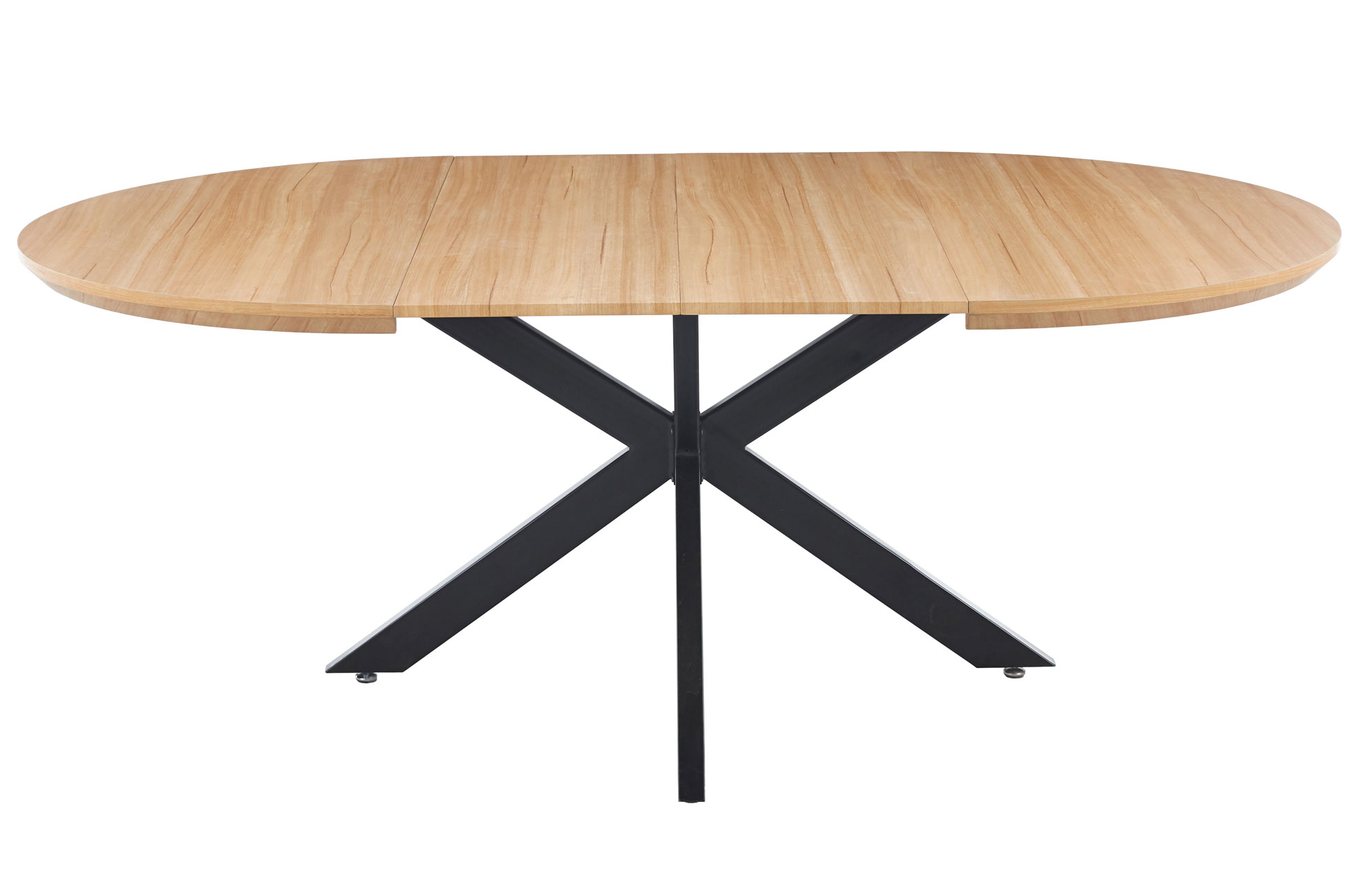 MESA COMEDOR REDONDA EXTENSIBLE CROSS 130 - 170 - 210 x 130 CM OAK / NEGRO. - Imagen 4