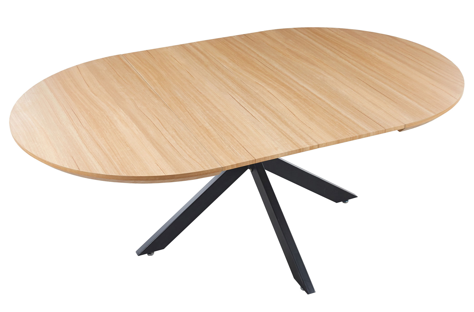 MESA COMEDOR REDONDA EXTENSIBLE CROSS 130 - 170 - 210 x 130 CM OAK / NEGRO. - Imagen 5