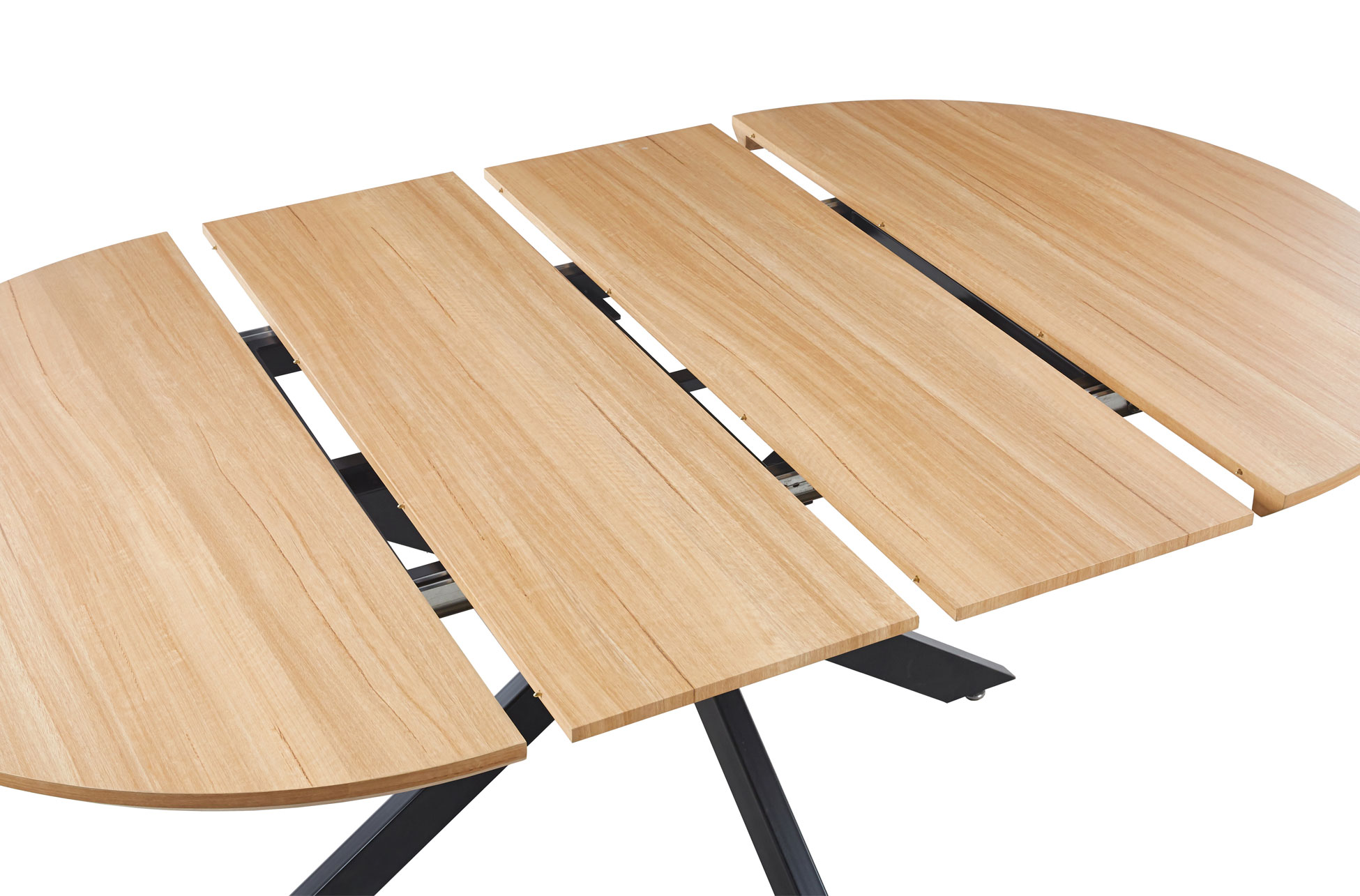 MESA COMEDOR REDONDA EXTENSIBLE CROSS 130 - 170 - 210 x 130 CM OAK / NEGRO. - Imagen 6