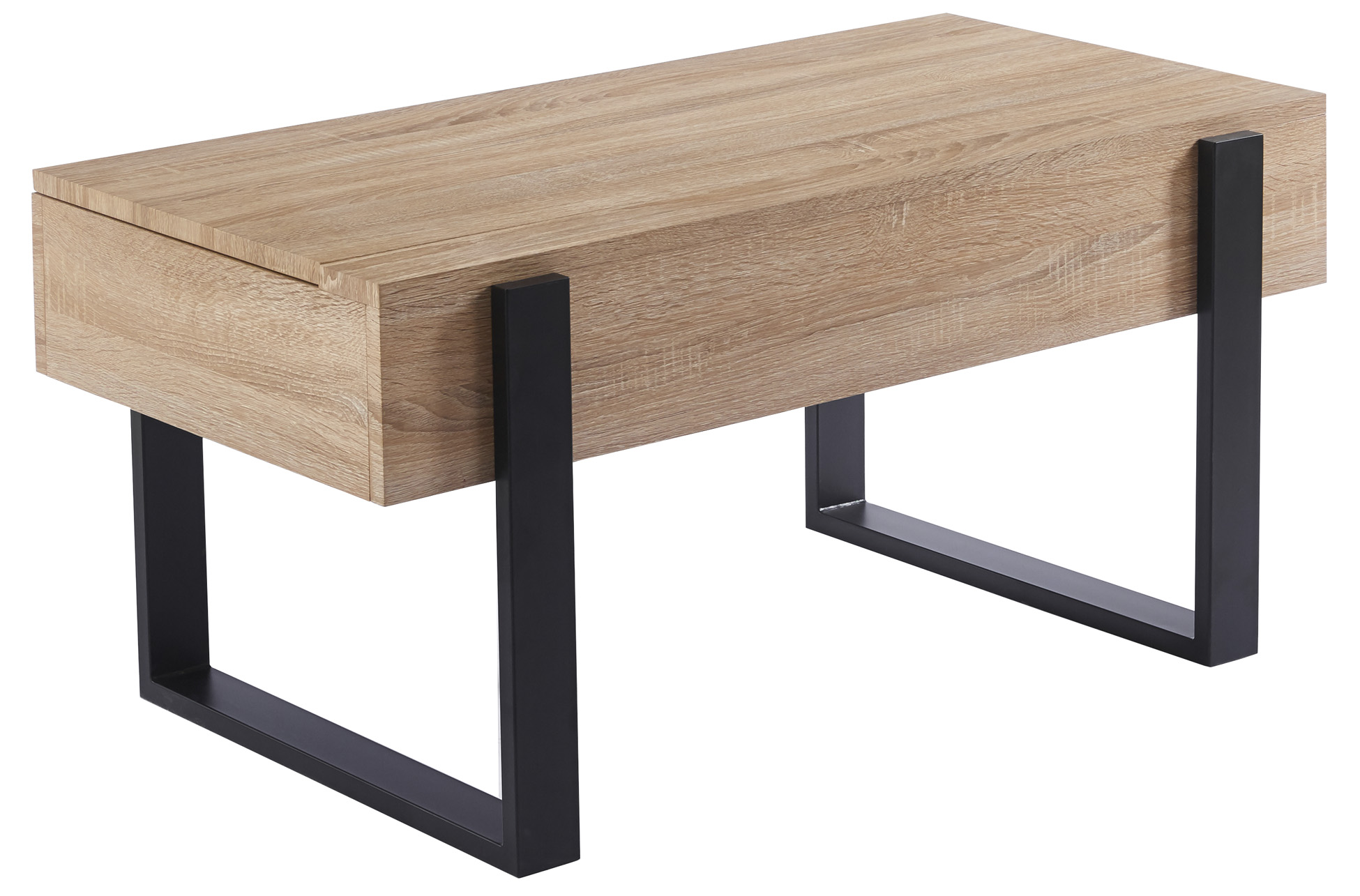 MESA CENTRO ELEVABLE 110 X 60 CM INDUSTRIAL OAK / NEGRO. - Imagen 2
