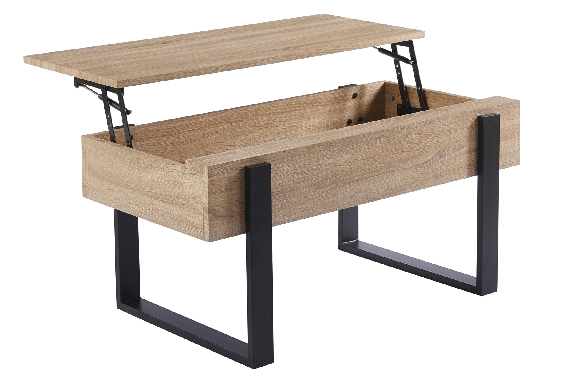 MESA CENTRO ELEVABLE 110 X 60 CM INDUSTRIAL OAK / NEGRO. - Imagen 4
