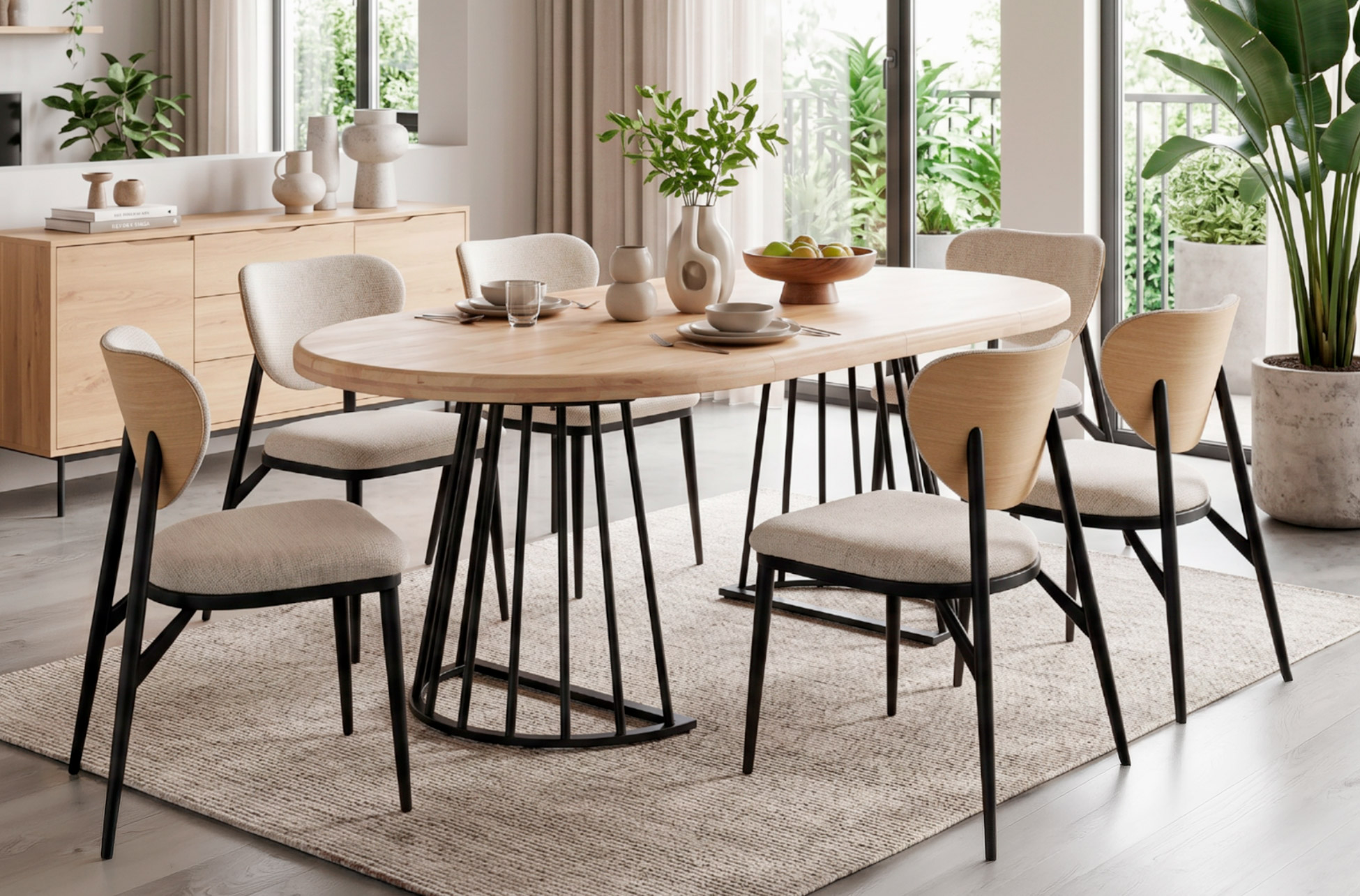 MESA COMEDOR REDONDA EXTENSIBLE 120 - 160 - 200 CM BRAD NORDISH / NEGRO.