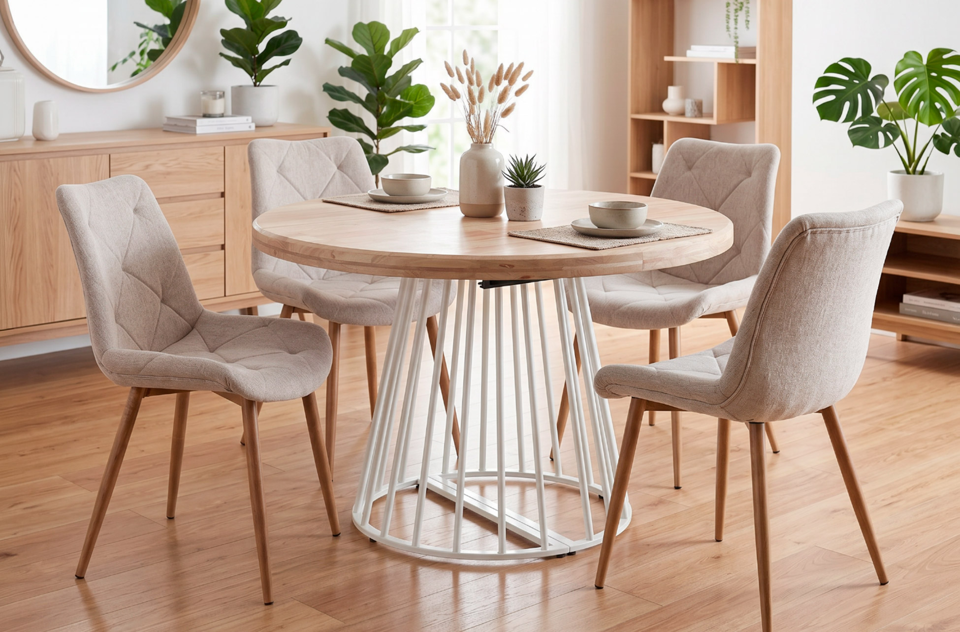 MESA COMEDOR REDONDA EXTENSIBLE 120 - 160 - 200 CM BRAD NORDISH / BLANCO