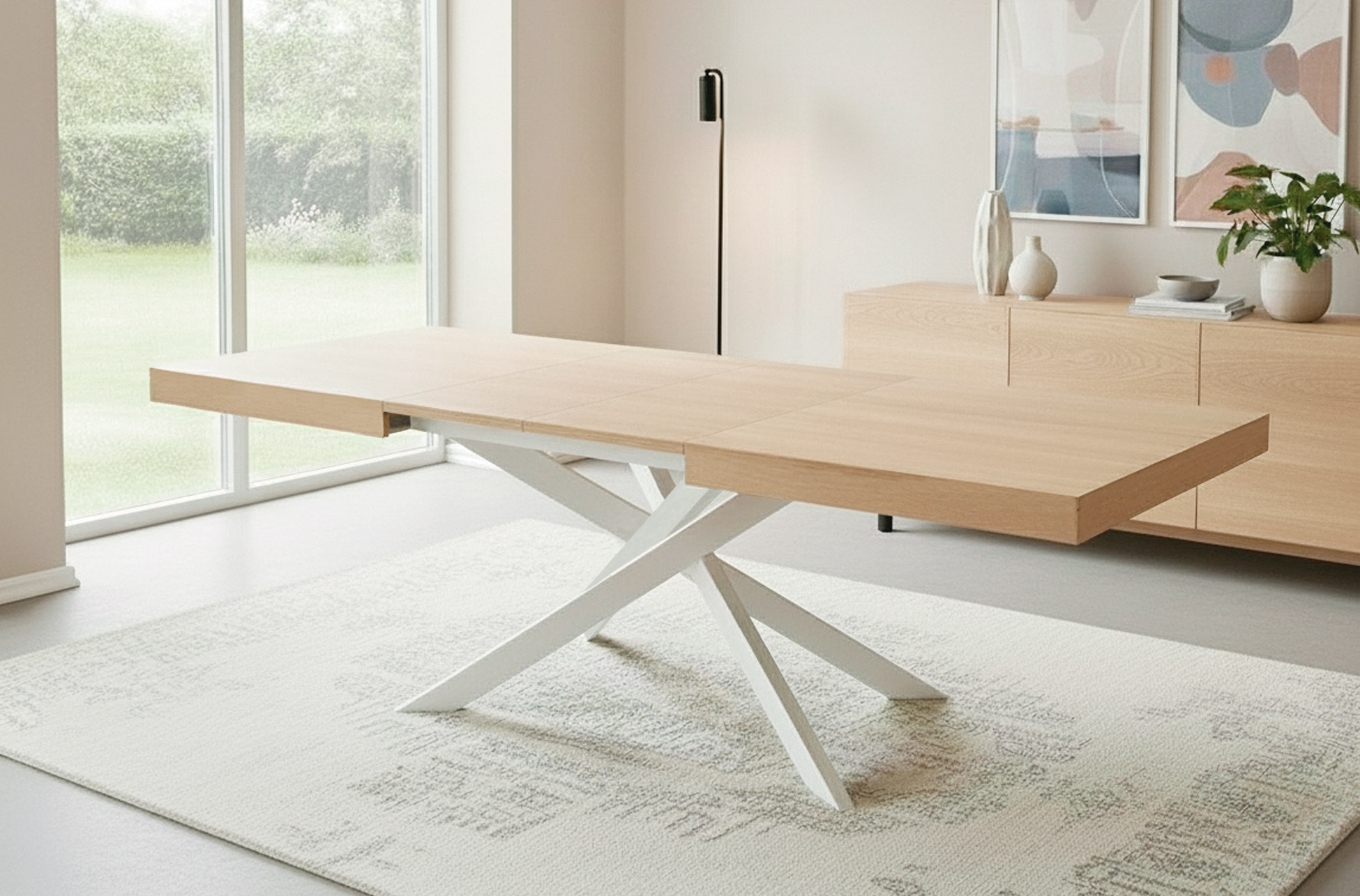 MESA COMEDOR EXTENSIBLE LEONARDO 160 - 240 X 90 CM OAK / BLANCO