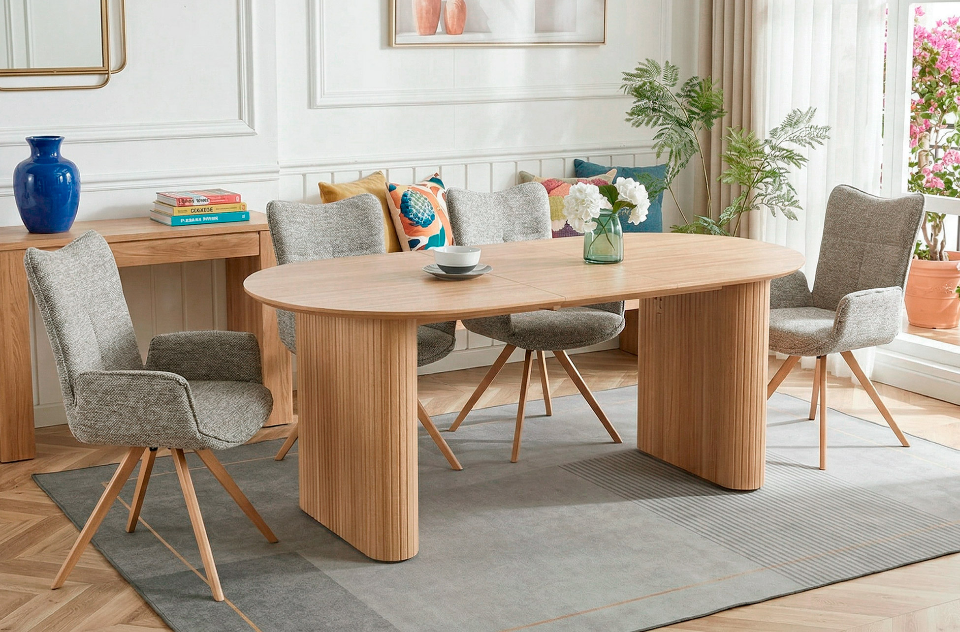 MESA COMEDOR OVAL EXTENSIBLE 150 - 190 - 230 CM PIETRA OAK.