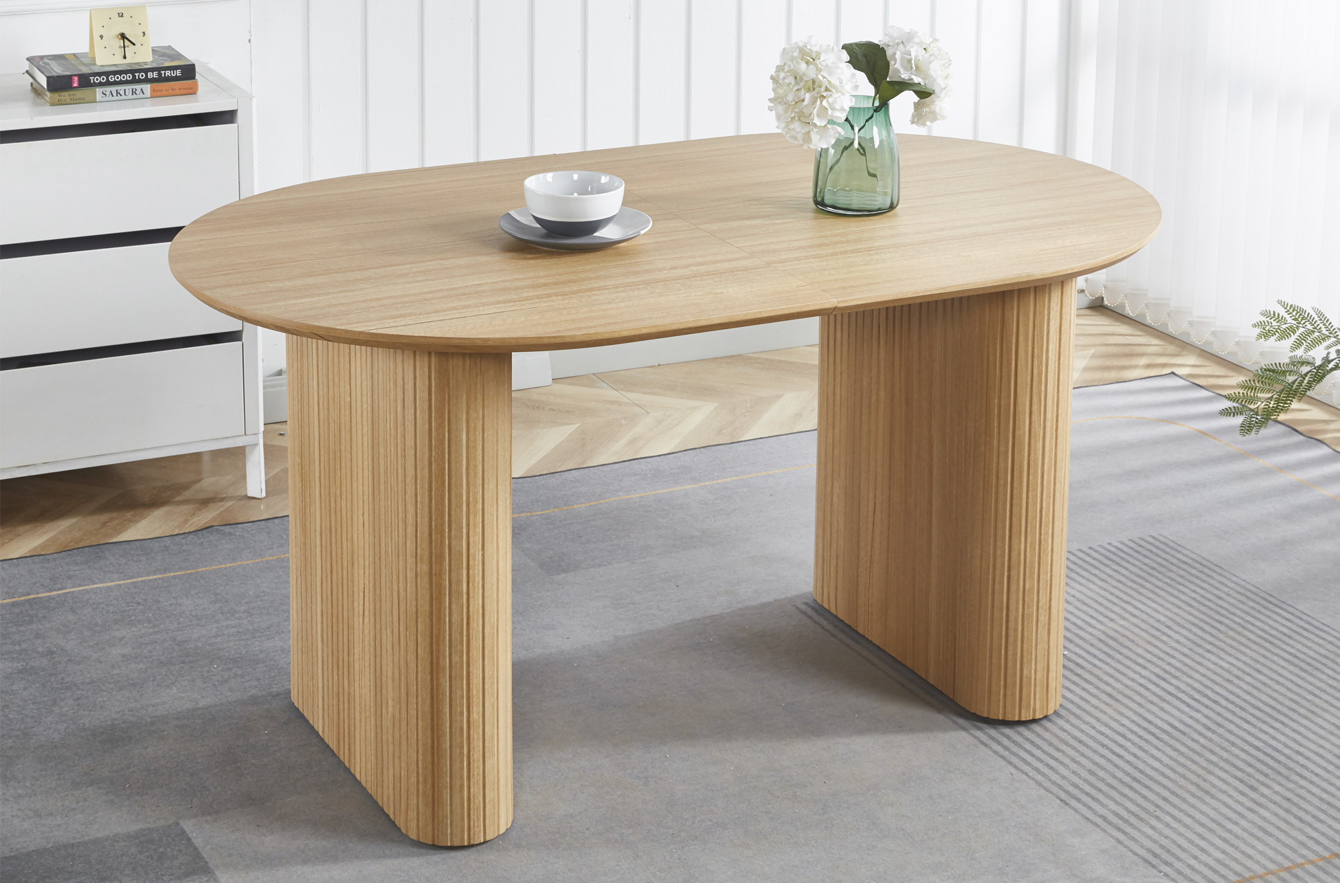 MESA COMEDOR OVAL EXTENSIBLE 150 - 190 - 230 CM PIETRA OAK. - Imagen 5