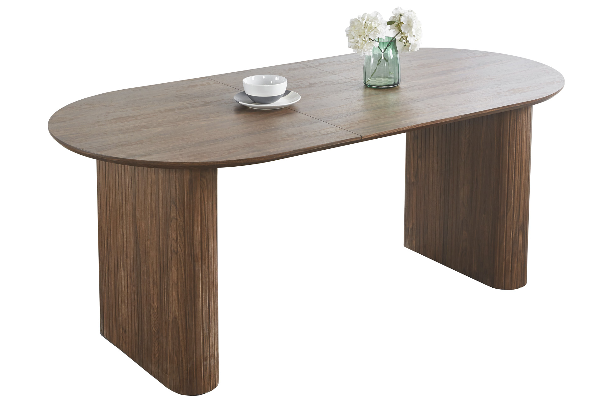 MESA COMEDOR OVAL EXTENSIBLE 150 - 190 - 230 CM PIETRA NOGAL - Imagen 3