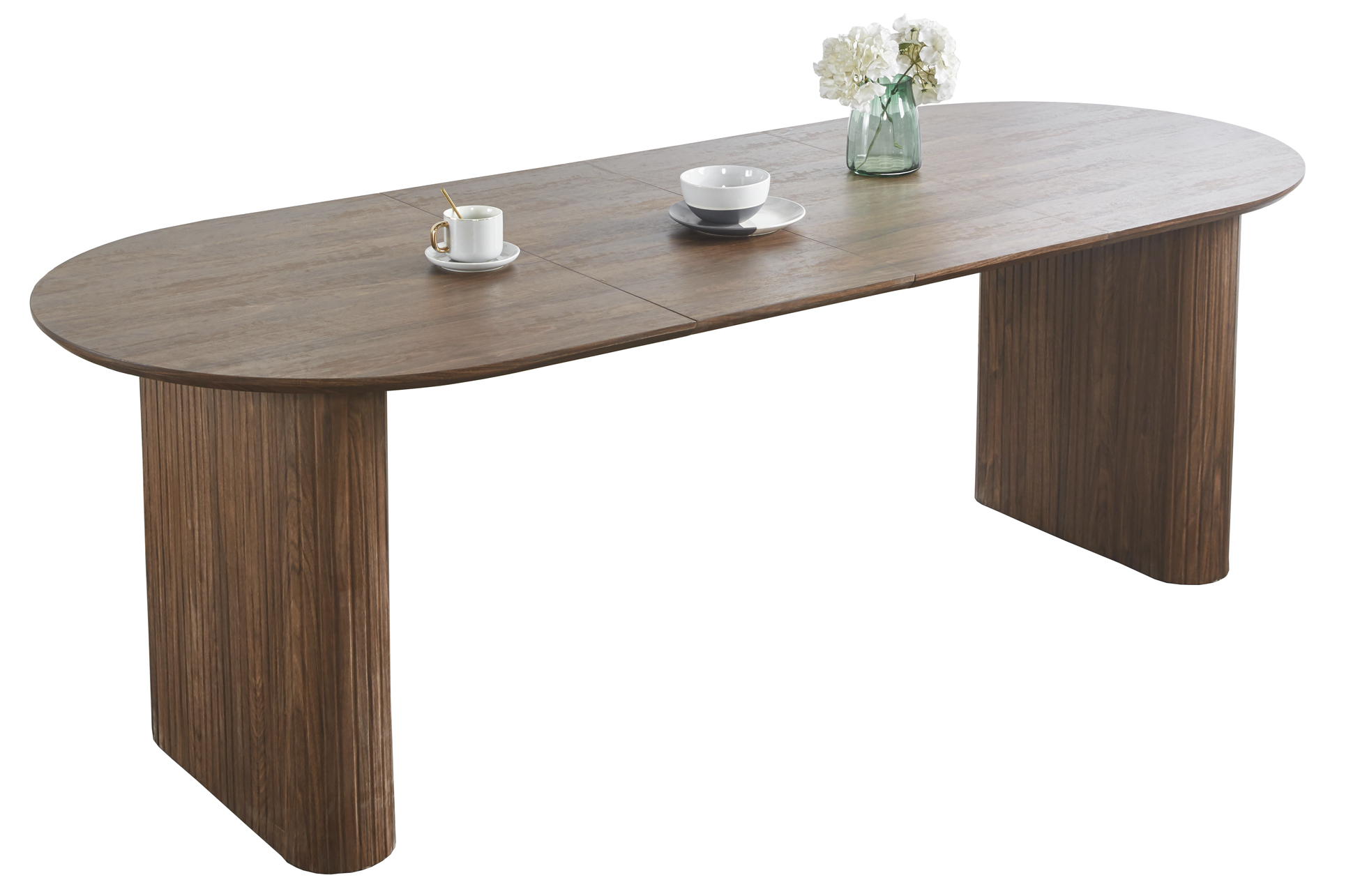 MESA COMEDOR OVAL EXTENSIBLE 150 - 190 - 230 CM PIETRA NOGAL - Imagen 4