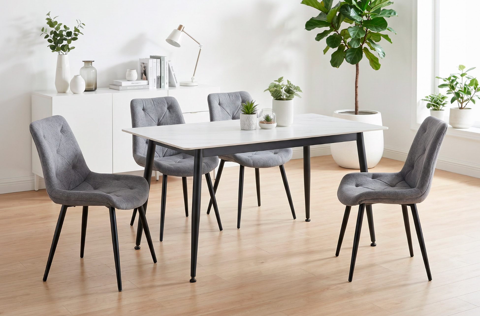 MESA COMEDOR FIJA BERNA 140 x 80 CM CERAMIC BLANCO