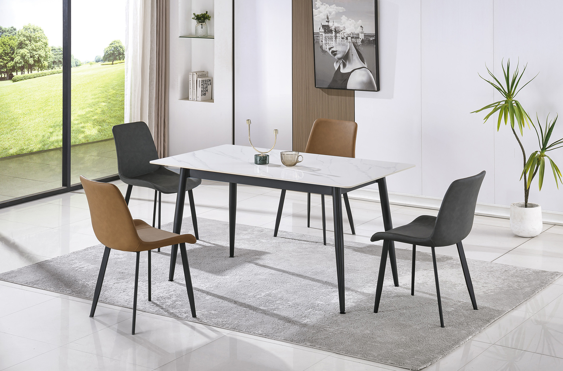 MESA COMEDOR FIJA BERNA 140 x 80 CM CERAMIC BLANCO - Imagen 4