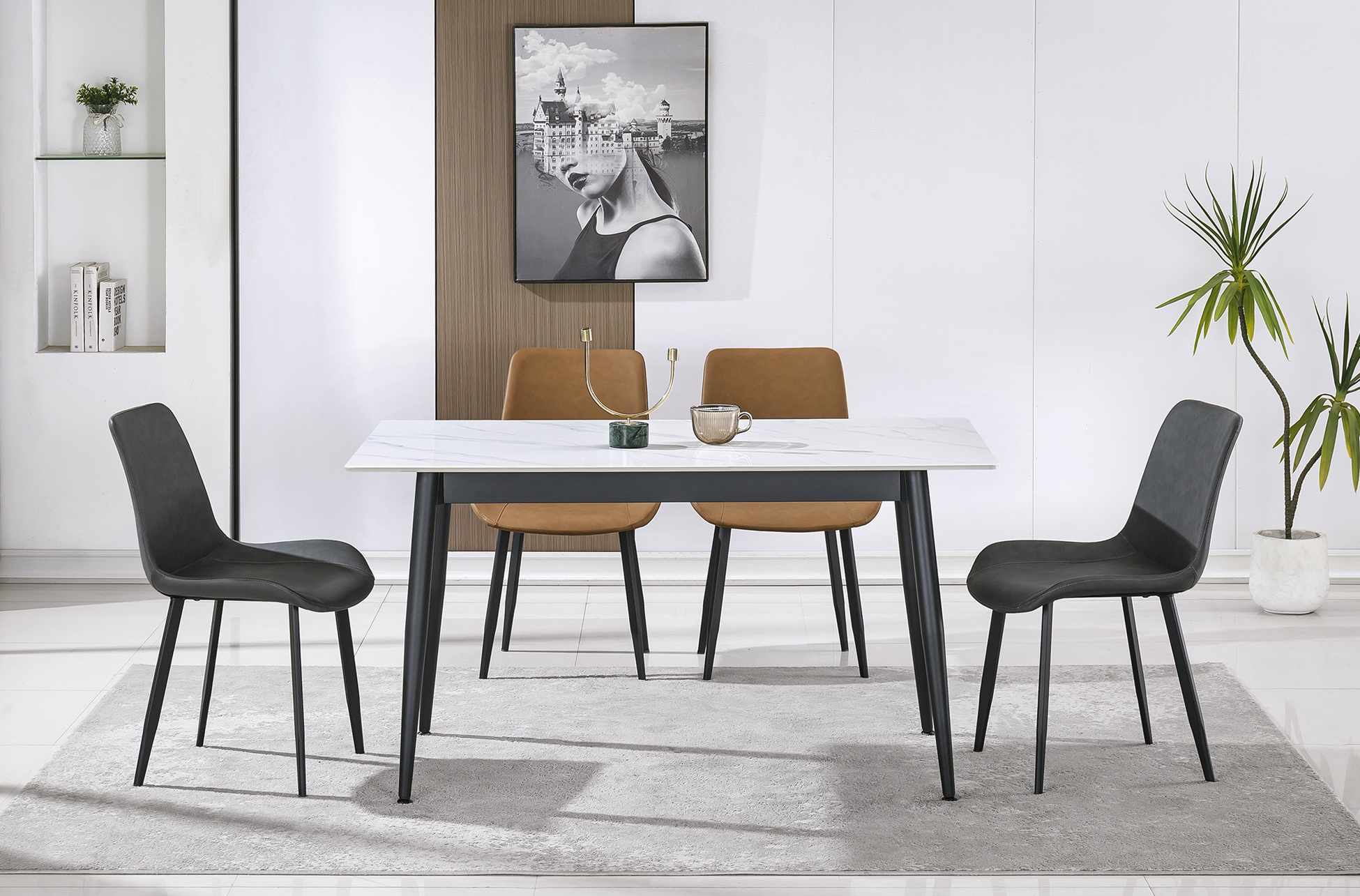 MESA COMEDOR FIJA BERNA 140 x 80 CM CERAMIC BLANCO - Imagen 5