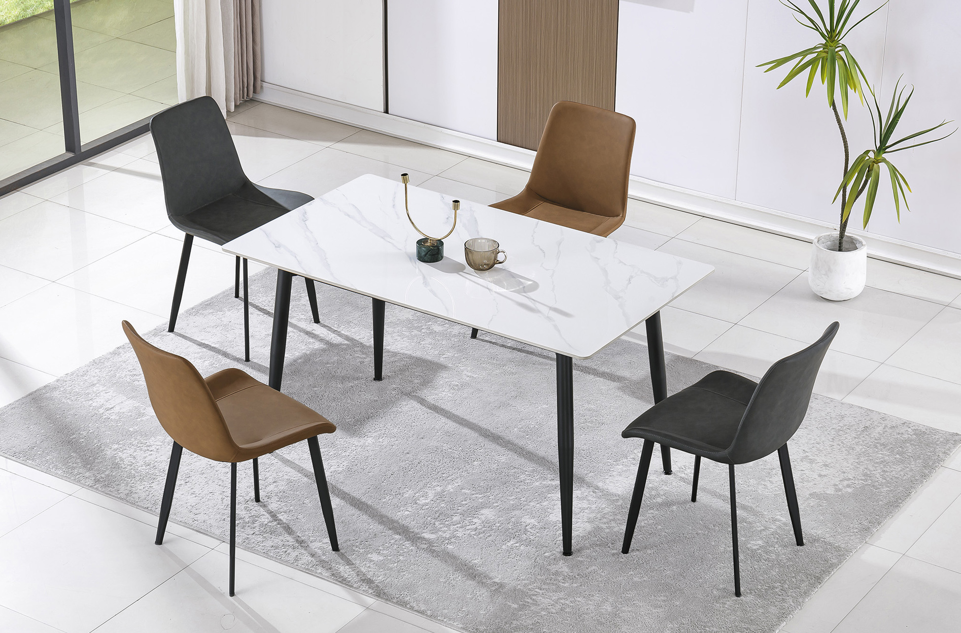 MESA COMEDOR FIJA BERNA 140 x 80 CM CERAMIC BLANCO - Imagen 6