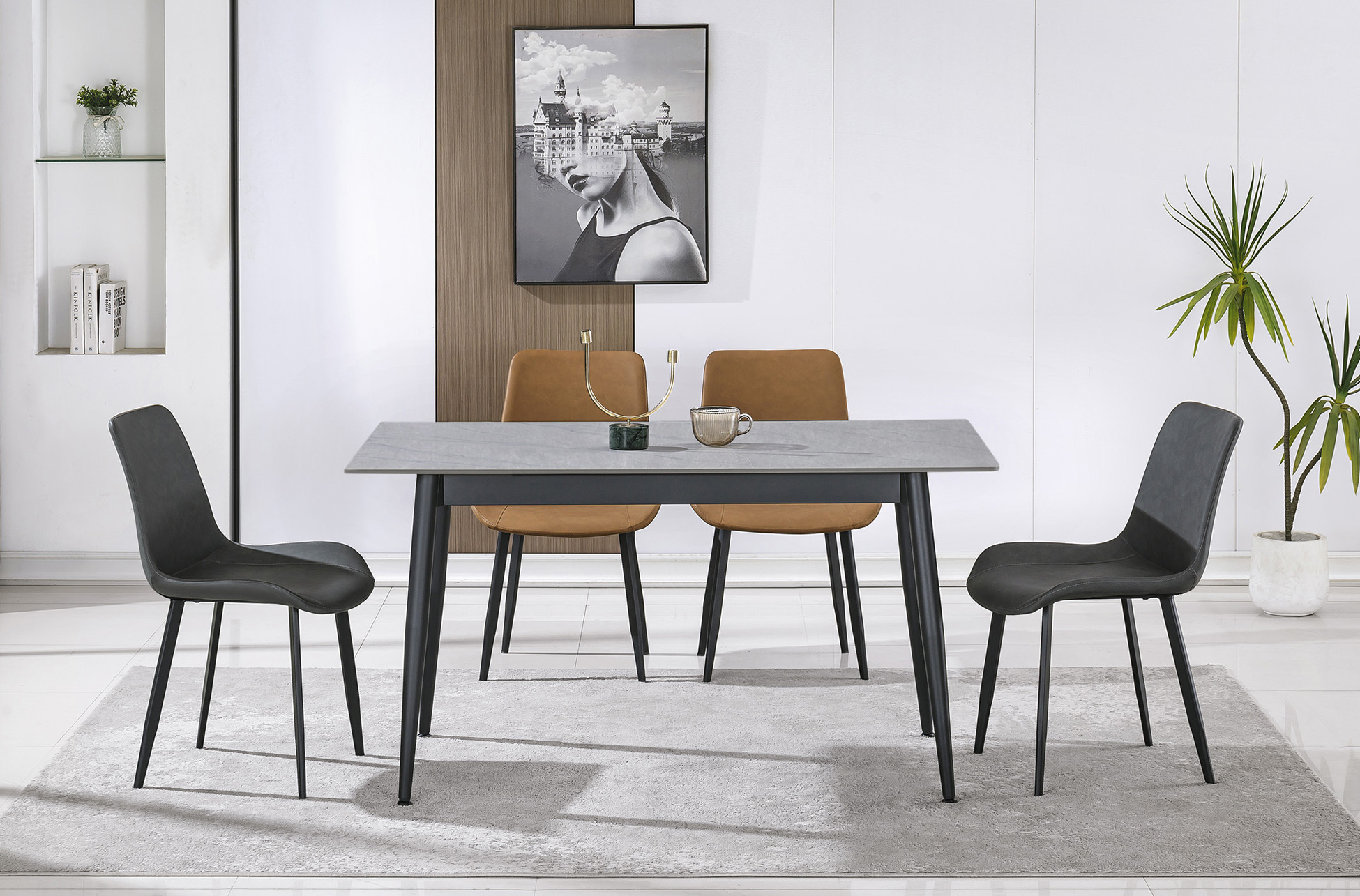 MESA COMEDOR FIJA BERNA 140 x 80 CM CERAMIC GREES GRIS - Imagen 5