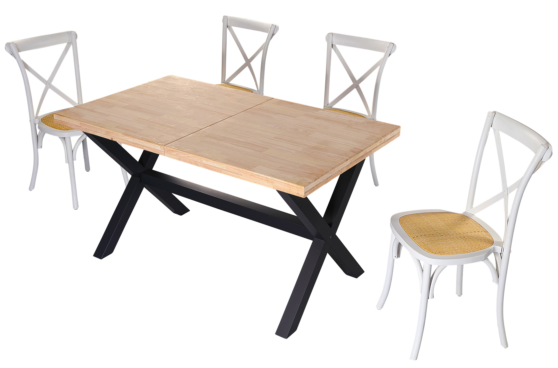 MESA COMEDOR EXTENSIBLE X-LOFT 140 - 180 - 220 x 90 CM ROBLE NORDISH / NEGRO. - Imagen 5