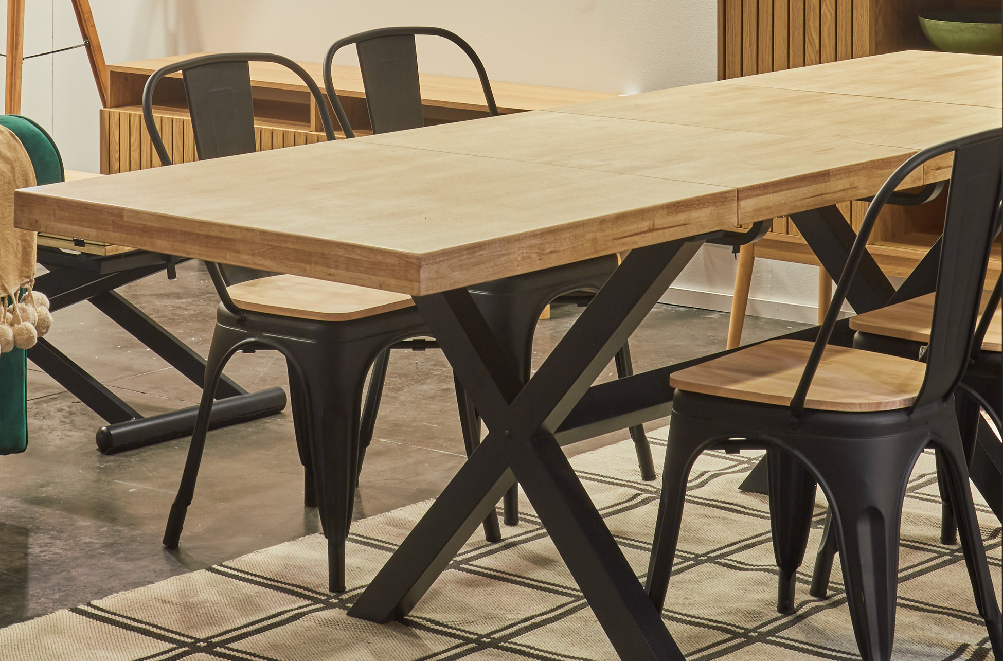 MESA COMEDOR EXTENSIBLE X-LOFT 140 - 180 - 220 x 90 CM ROBLE NORDISH / NEGRO. - Imagen 9