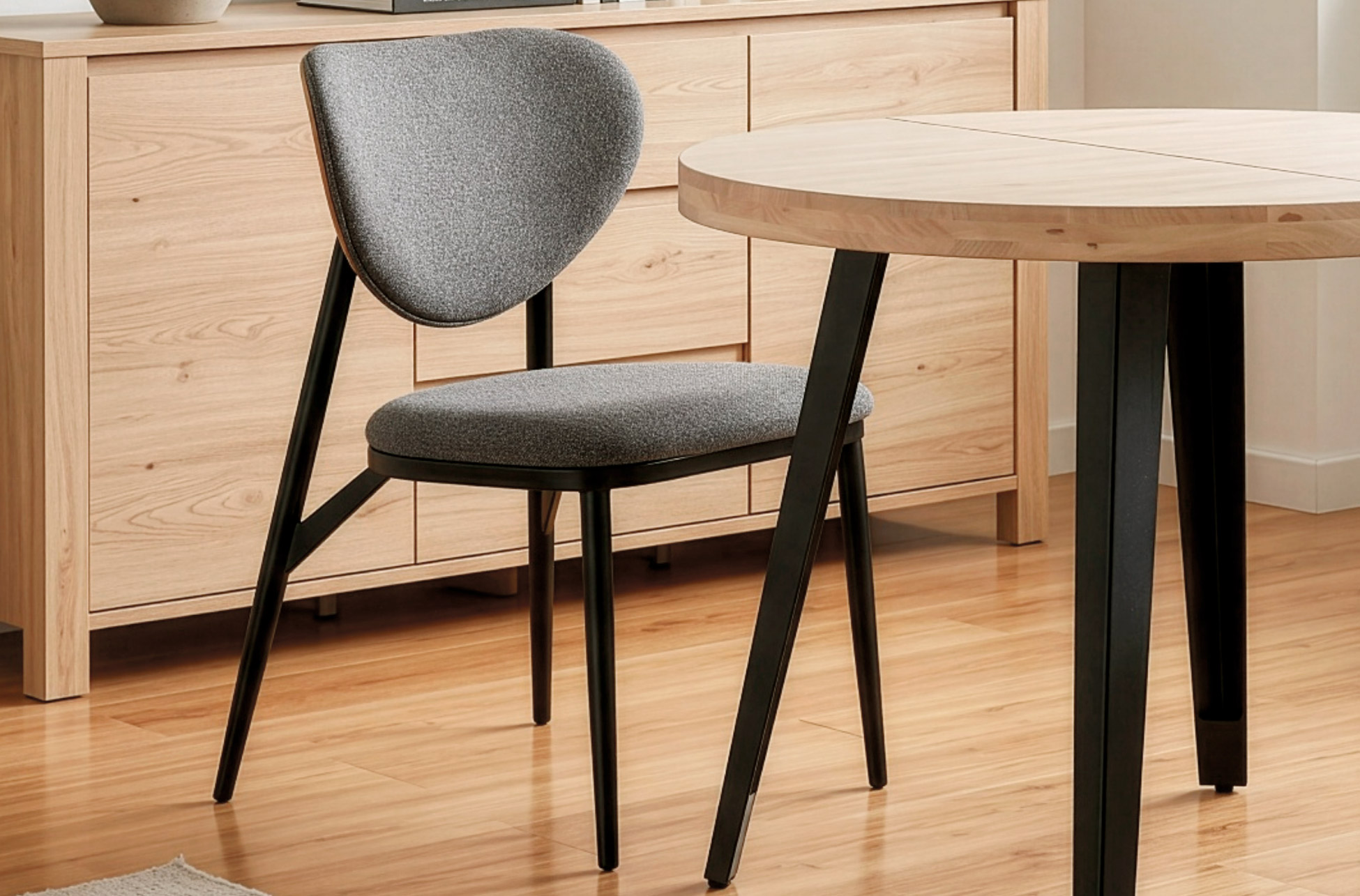 SILLA COMEDOR MOON TEJIDO GRIS