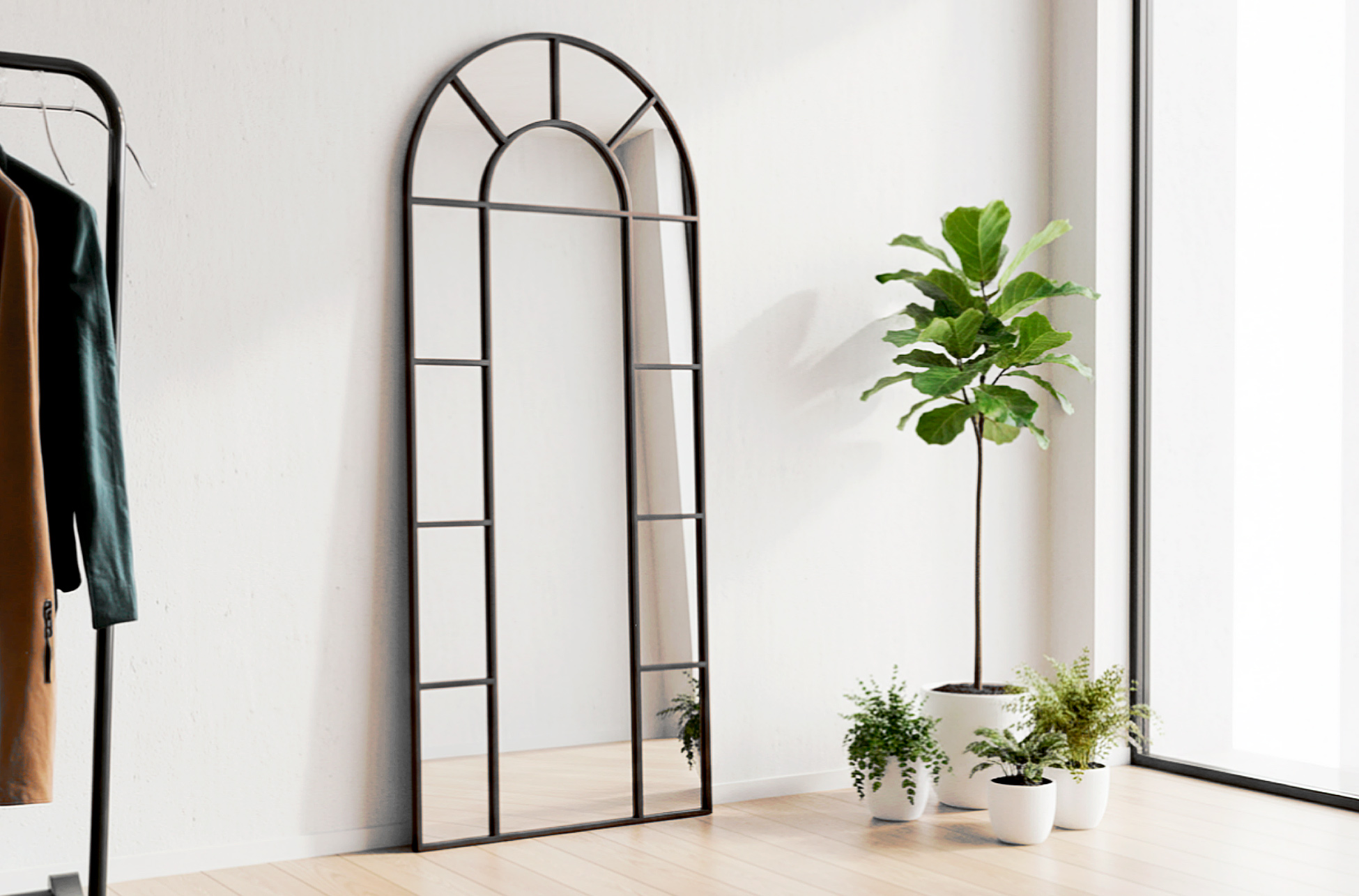 ESPEJO TIPO VENTANA CON ARCO SUPERIOR DUBLIN 80 x 180 CM.